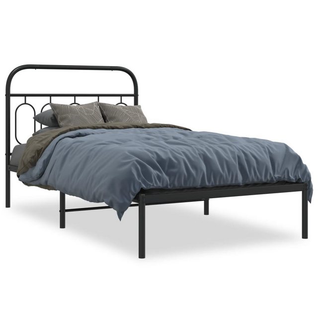 vidaXL Bett, Bettgestell mit Kopfteil Metall Schwarz 107x203 cm günstig online kaufen