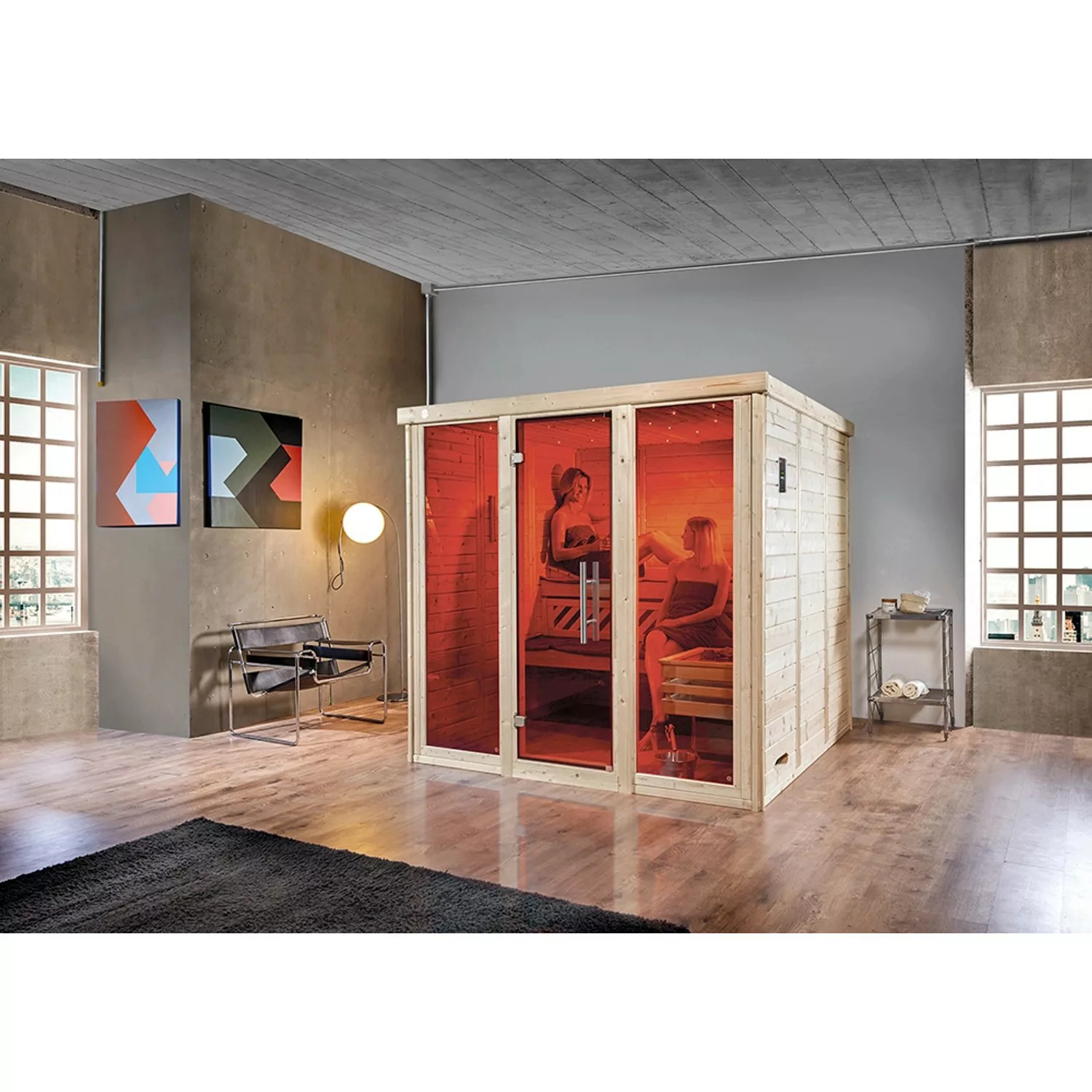 Weka Massivholzelementsauna Kemi Panorama 3 Sparset 7,5 kW OS Glastür/Fenst günstig online kaufen