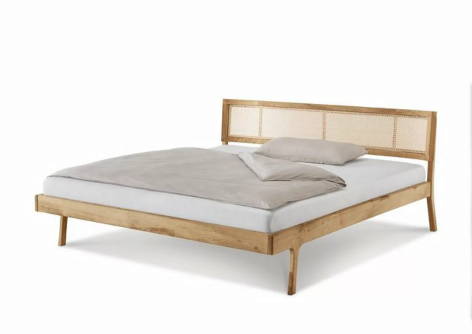 Natur24 Bett Doppelbett Fani 180x200 Eiche Massiv Wiener Geflecht günstig online kaufen