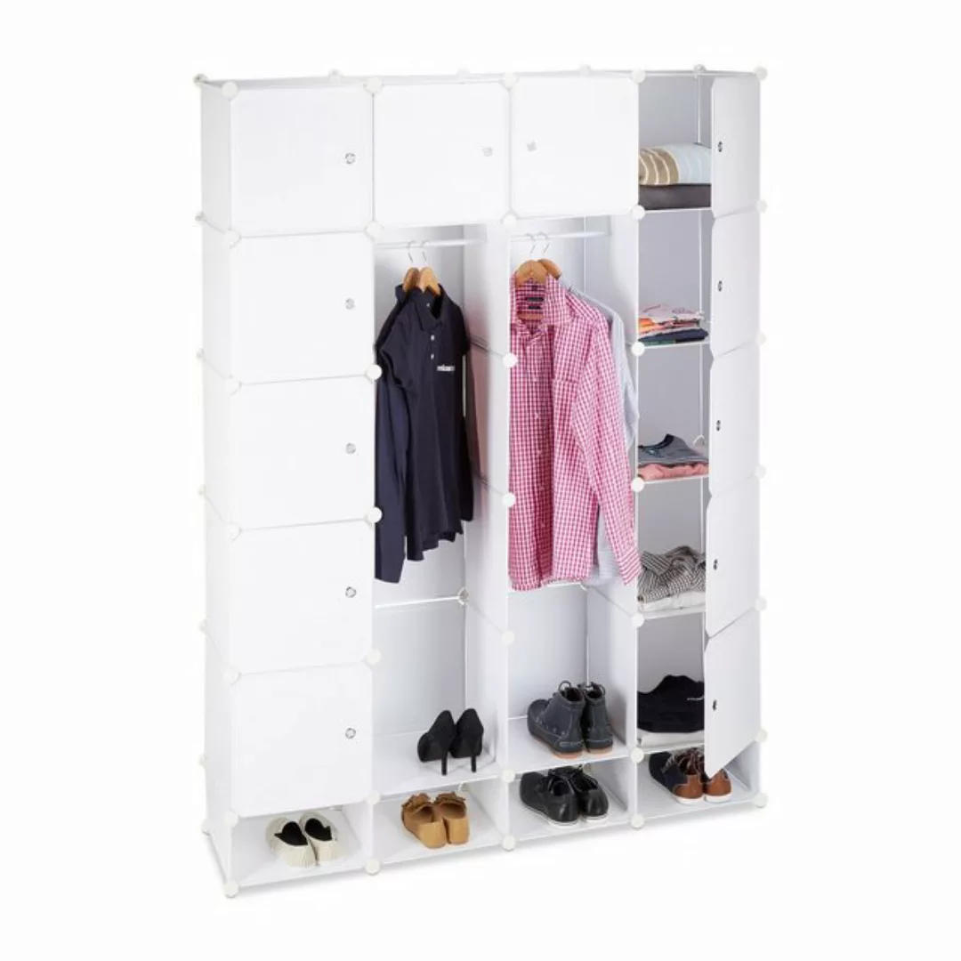 relaxdays Kleiderschrank Kleiderschrank Stecksystem 18 Fächer Weiß günstig online kaufen