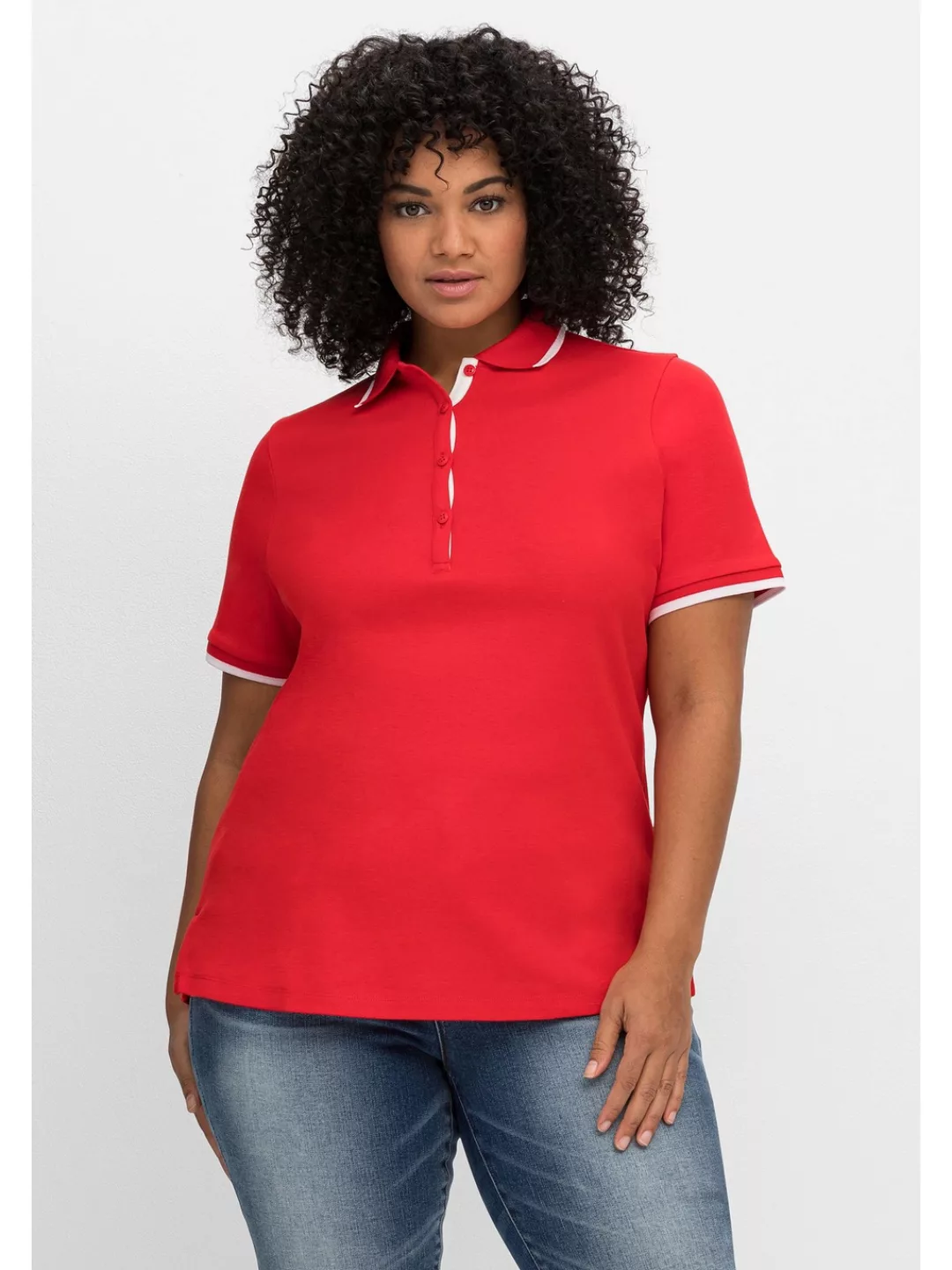 Sheego T-Shirt "Große Größen", mit Kontrastkanten, leicht tailliert günstig online kaufen