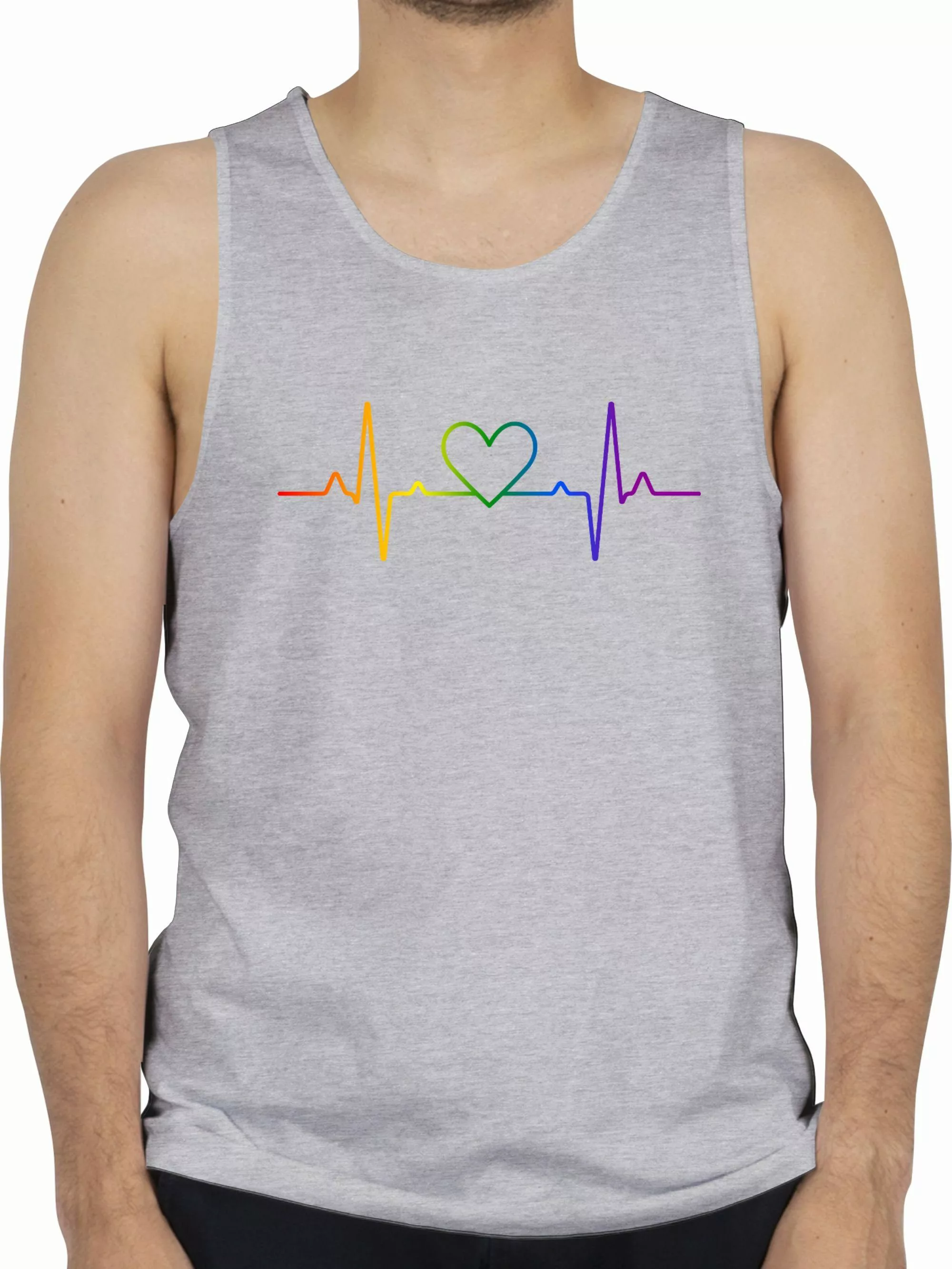 Shirtracer Tanktop Herzschlag Regenbogen Pride LGBT günstig online kaufen
