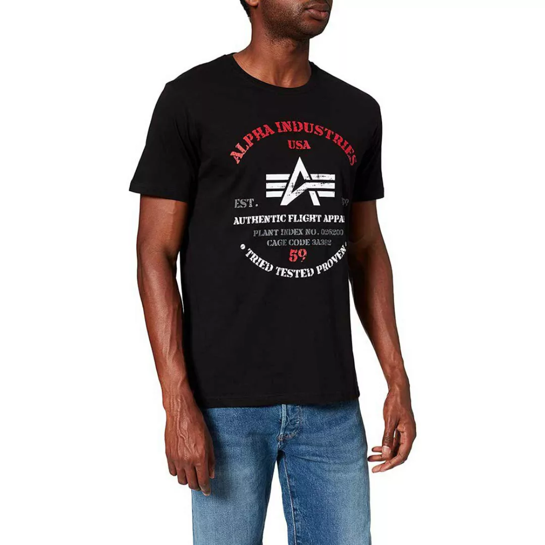 Alpha Industries Authentic Print Kurzärmeliges T-shirt M Black günstig online kaufen