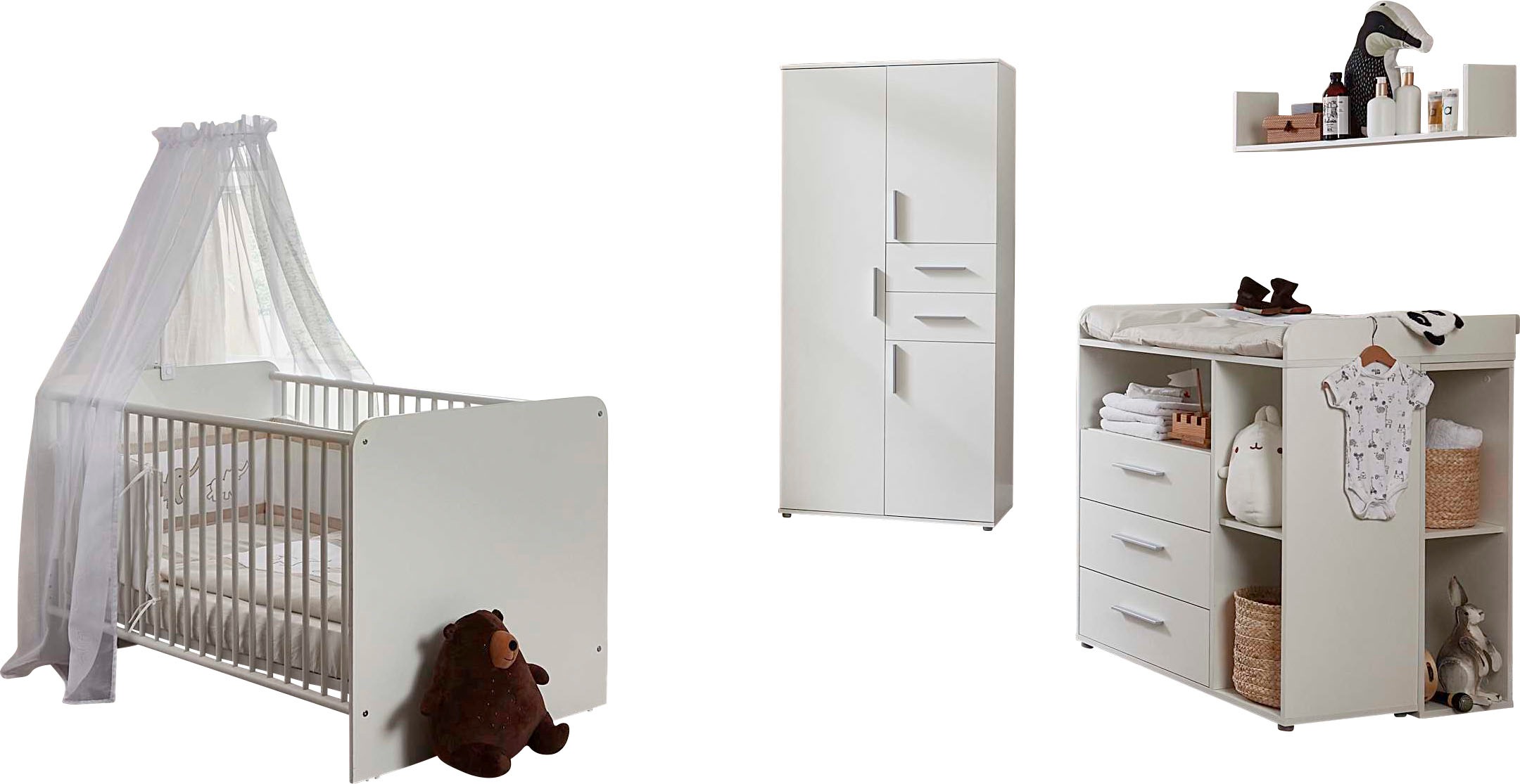 BMG Möbel Babyzimmer-Komplettset "Lea", (Set, 6 tlg., Bett, Wickelkommode, günstig online kaufen