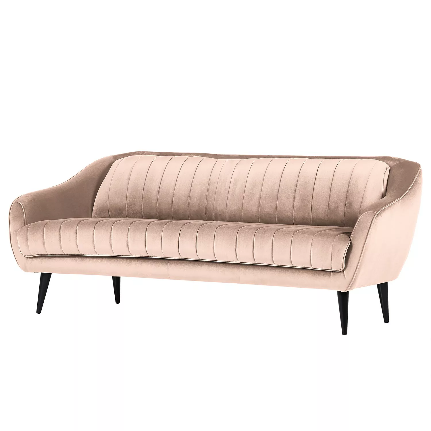 home24 Red Living Sofa Margon 3-Sitzer Hellrosa Samt 215x83x90 cm günstig online kaufen