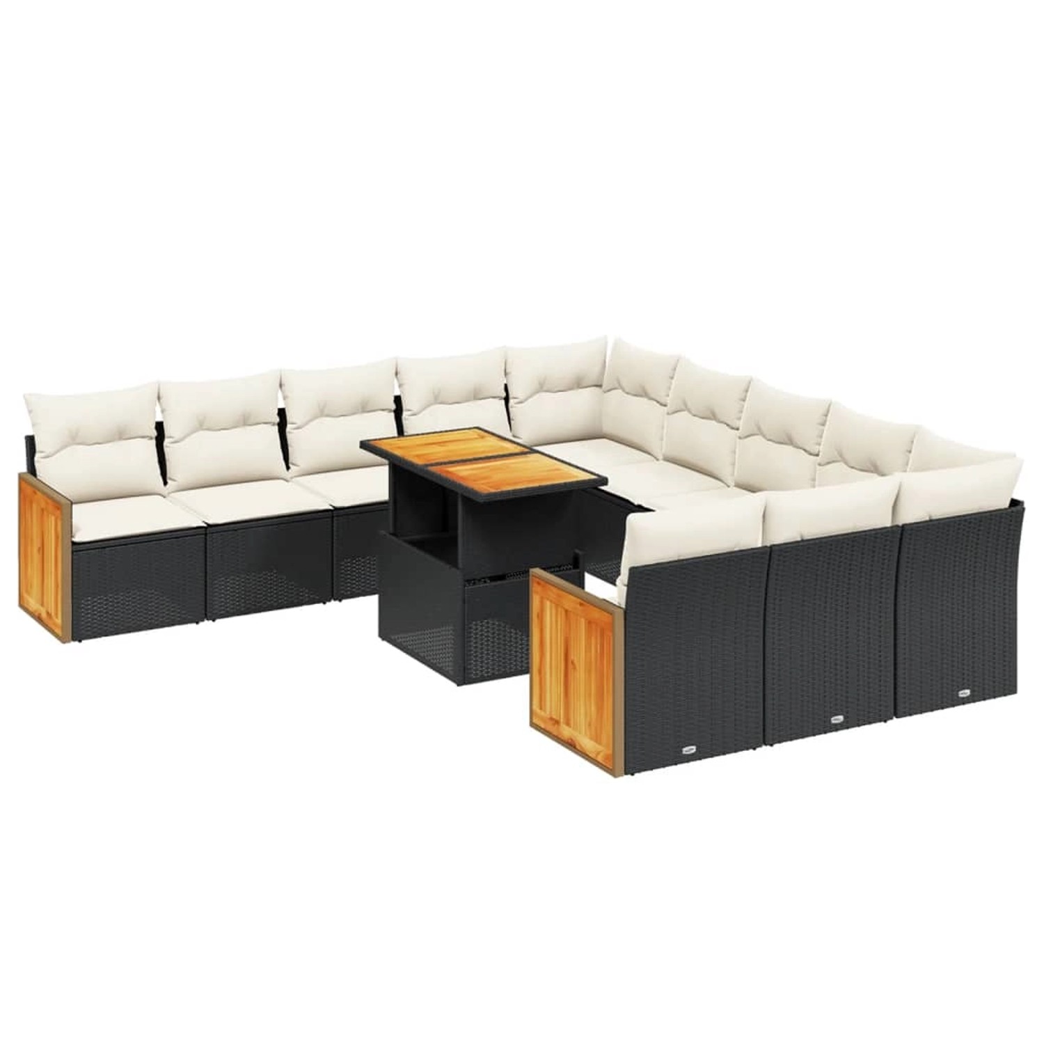 vidaXL 11-Tlg Garten-Sofagarnitur mit Kissen Schwarz Poly Rattan 3274143 günstig online kaufen