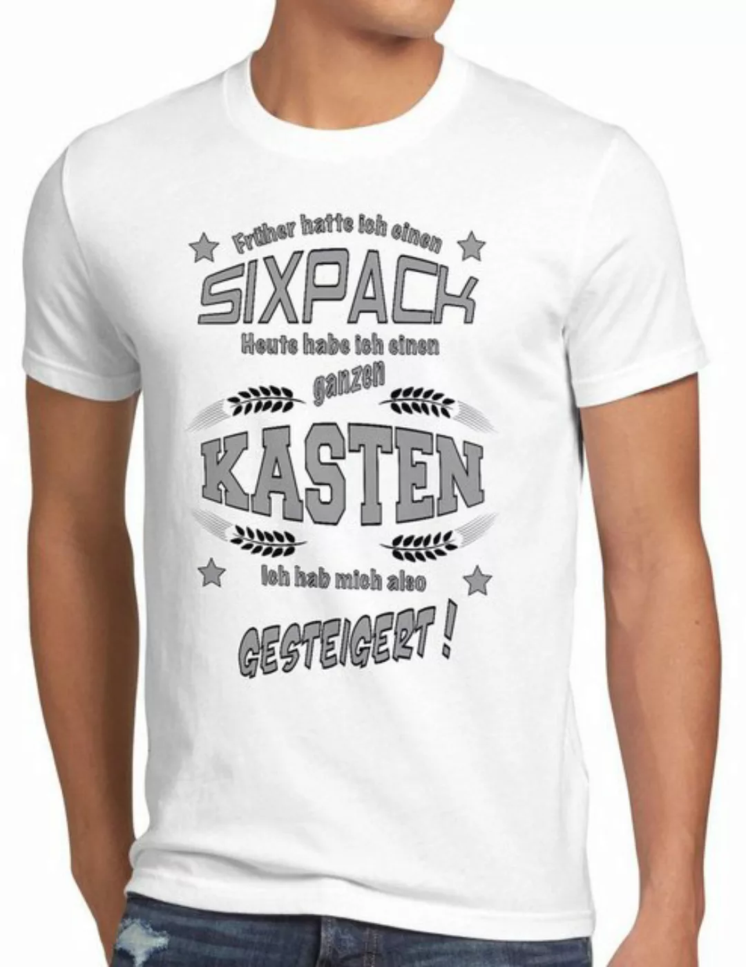 style3 T-Shirt Früher einen Sixpack heute Kasten Biershirt Fun Funshirt Spr günstig online kaufen