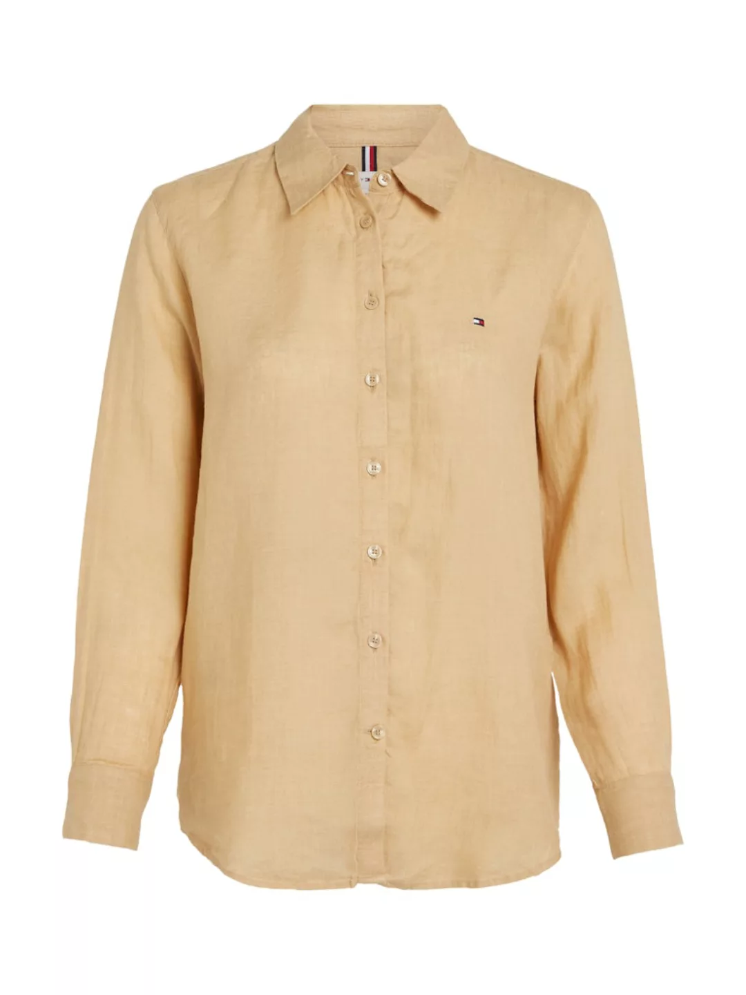 Tommy Hilfiger Hemdbluse LINEN RELAXED SHIRT LS mit Logostickerei auf der B günstig online kaufen