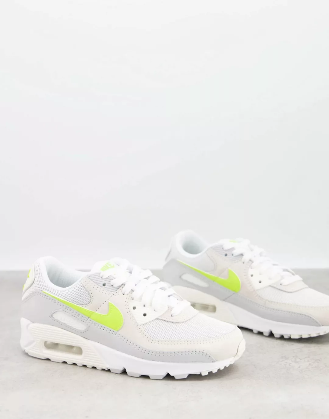 Nike – Air Max 90 – Sneaker in Weiß und Pastell-Zitronengelb günstig online kaufen