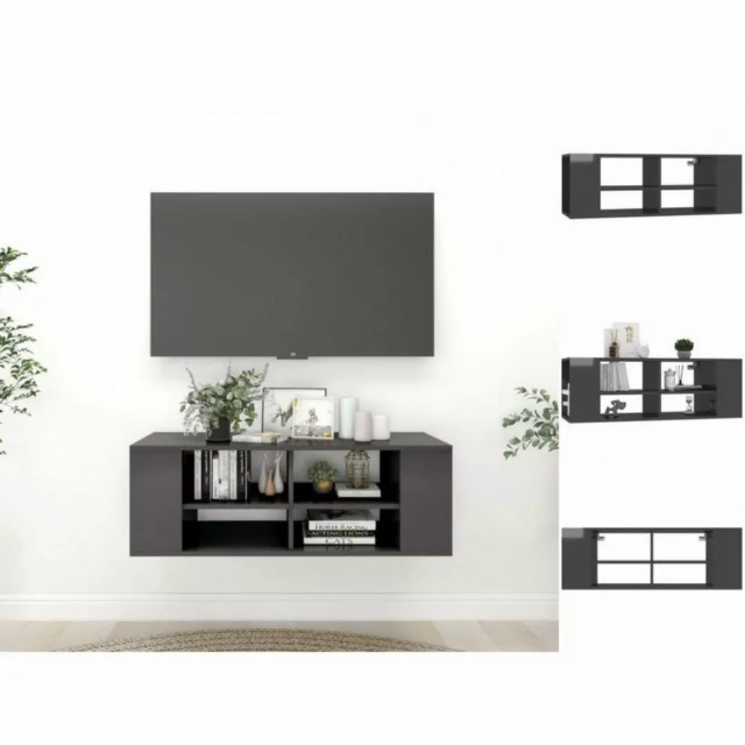 vidaXL TV-Schrank TV-Wandschrank Hochglanz-Grau 102x35x35 cm Holzwerkstoff günstig online kaufen