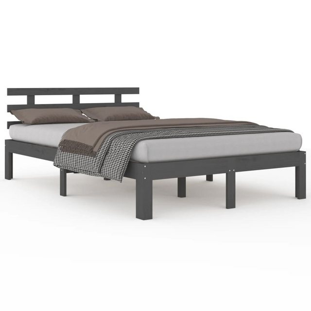 vidaXL Bett Massivholzbett Grau 135x190 cm günstig online kaufen