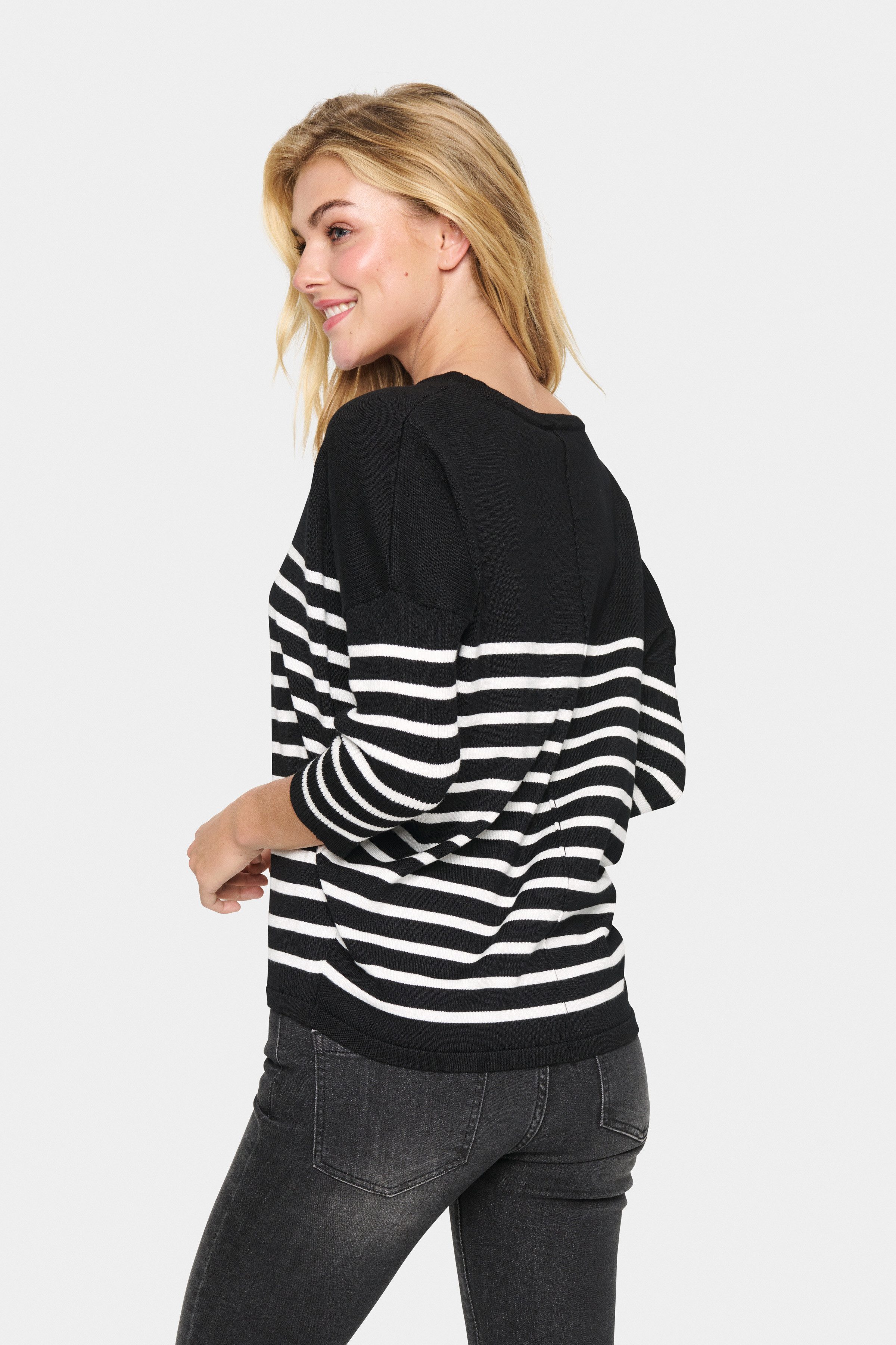 Saint Tropez Strickpullover MilaSZ R-neck Stripe günstig online kaufen