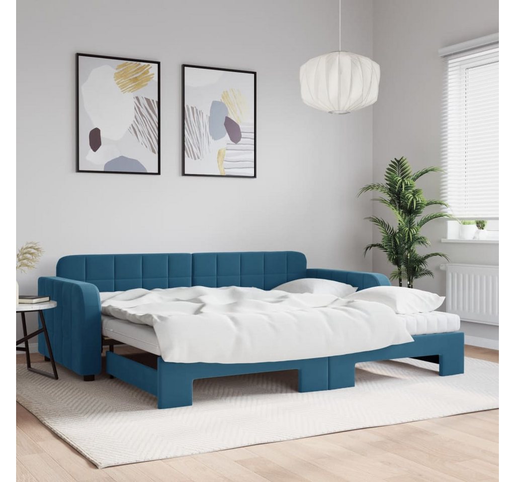 vidaXL Gästebett Gästebett Tagesbett Ausziehbar mit Matratzen Blau 90x200 c günstig online kaufen