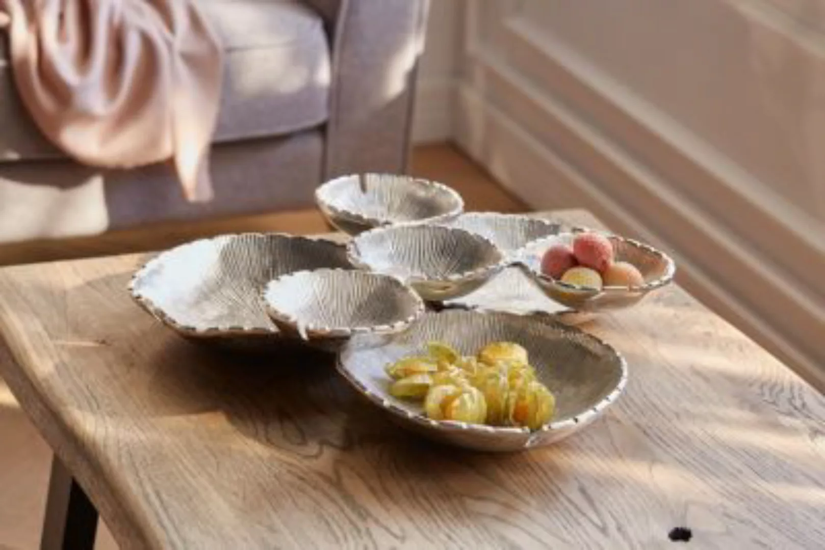 HOME Living Tisch-Deko Blätter Dekoschalen silber günstig online kaufen