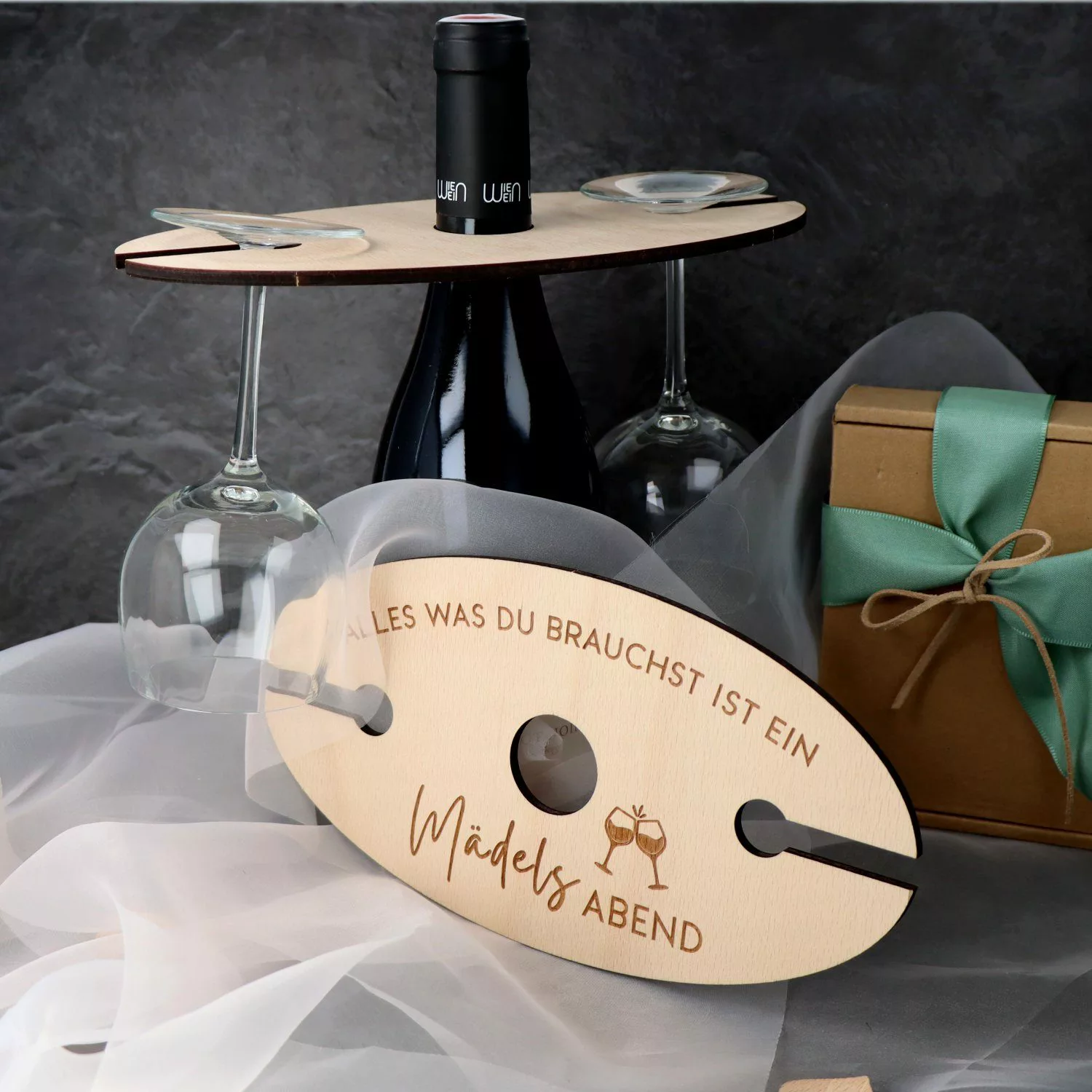 Spruchreif® Weinflaschenhalter Weinglashalter aus Holz, Holz günstig online kaufen