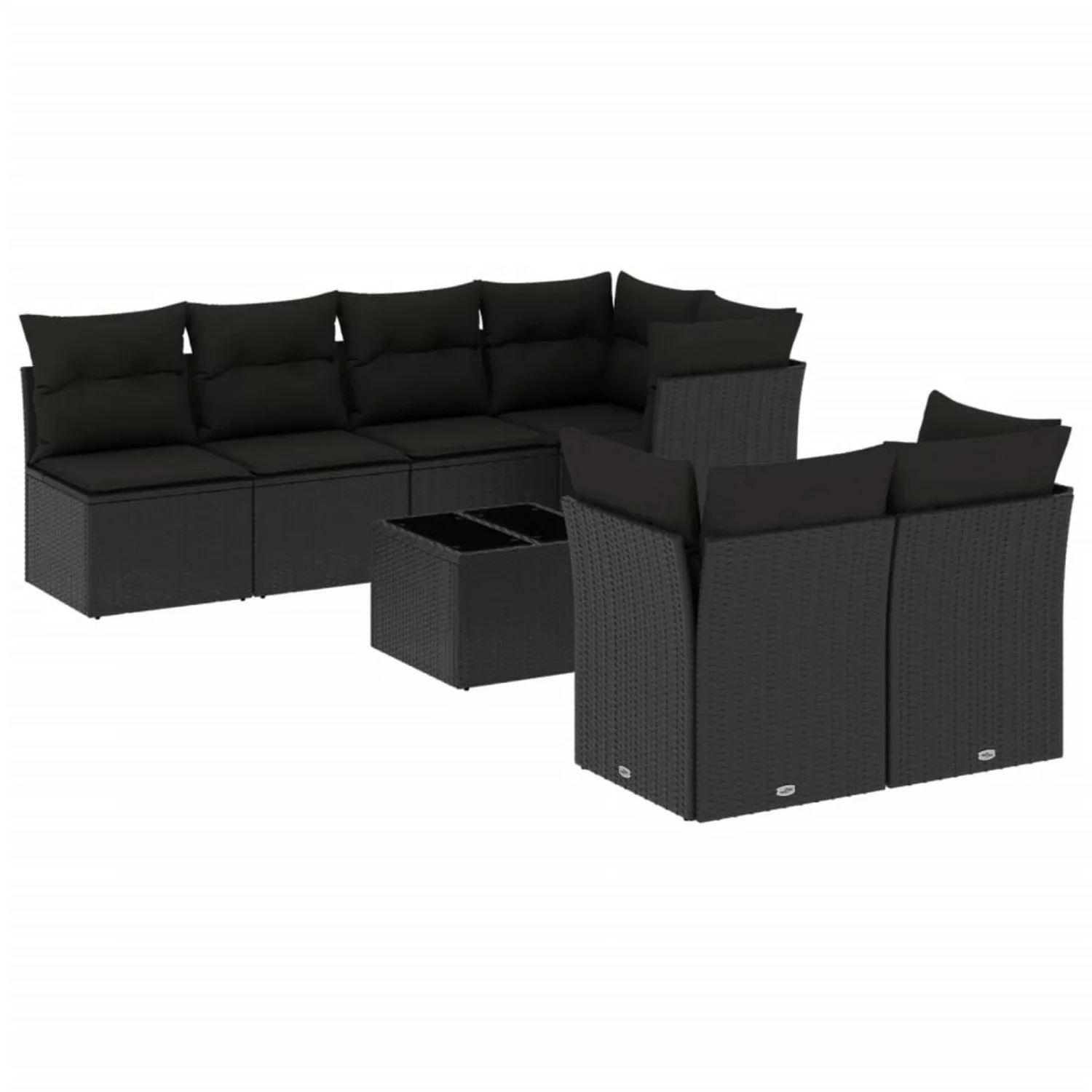 vidaXL 8-tlg Garten-Sofagarnitur mit Kissen Schwarz Poly Rattan Modell 12 günstig online kaufen