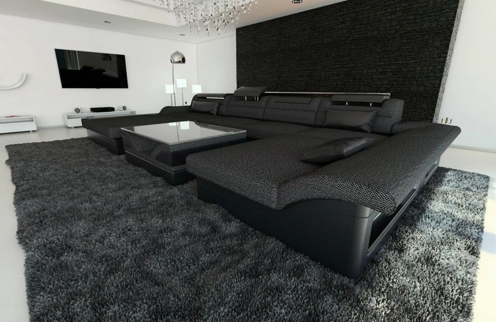 Sofa Dreams Wohnlandschaft Polster Stoff Couch Monza U Form Stoffsofa, mit günstig online kaufen