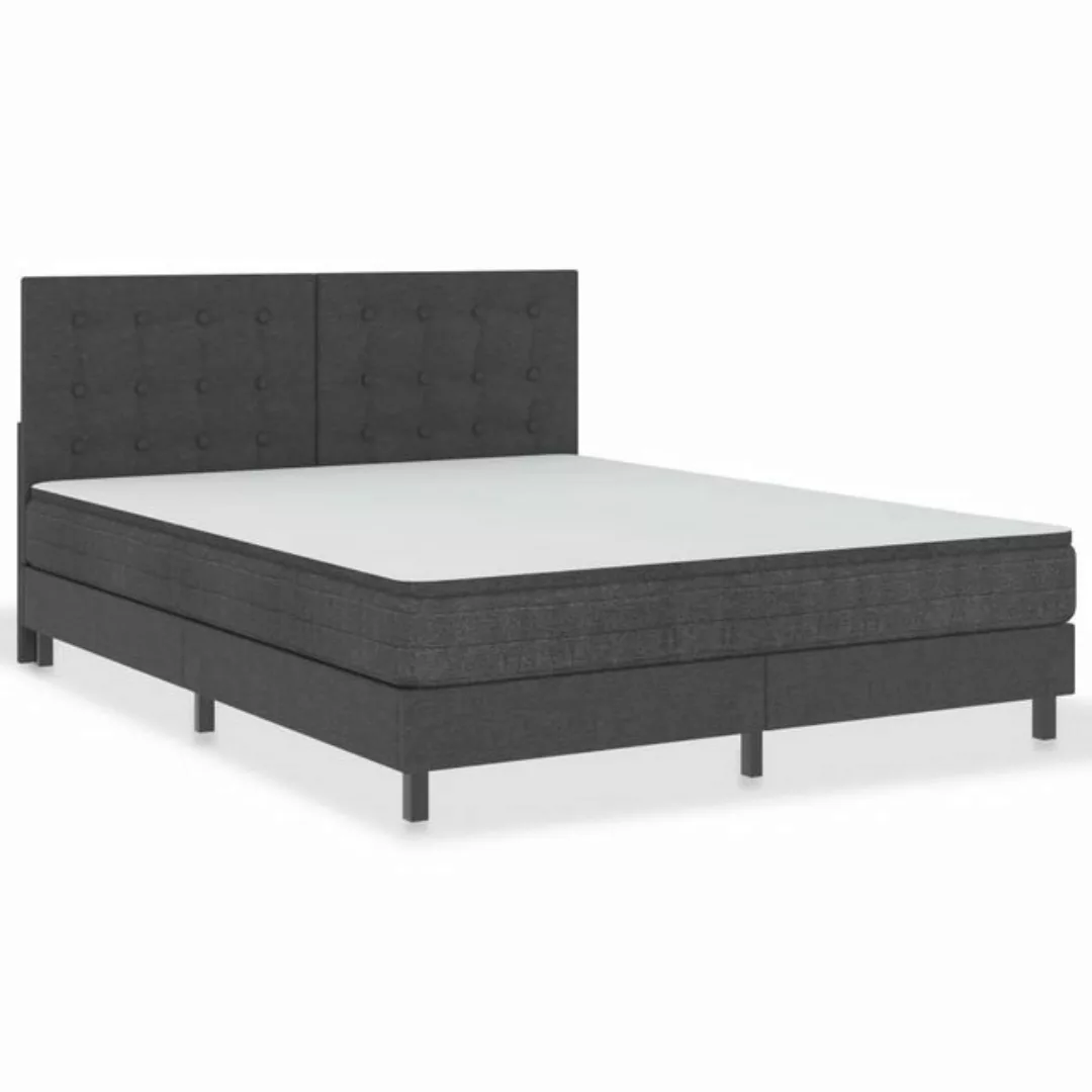 vidaXL Boxspringbett Boxspringbett Dunkelgrau Stoff 160x200 cm Doppelbett B günstig online kaufen