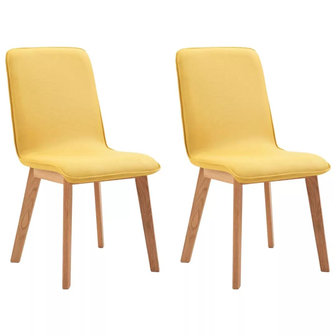 Esszimmerstühle 2 Stk. Gelb Stoff Und Massivholz Eiche günstig online kaufen