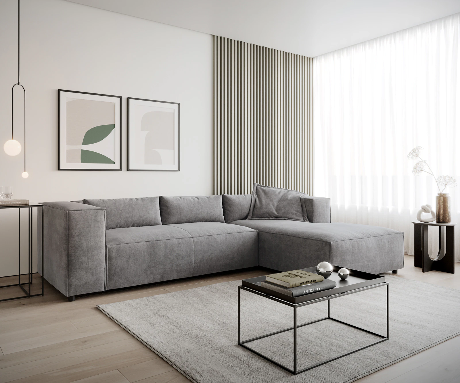 DELIFE Ecksofa Brom, Cord Beige 260x175 günstig online kaufen