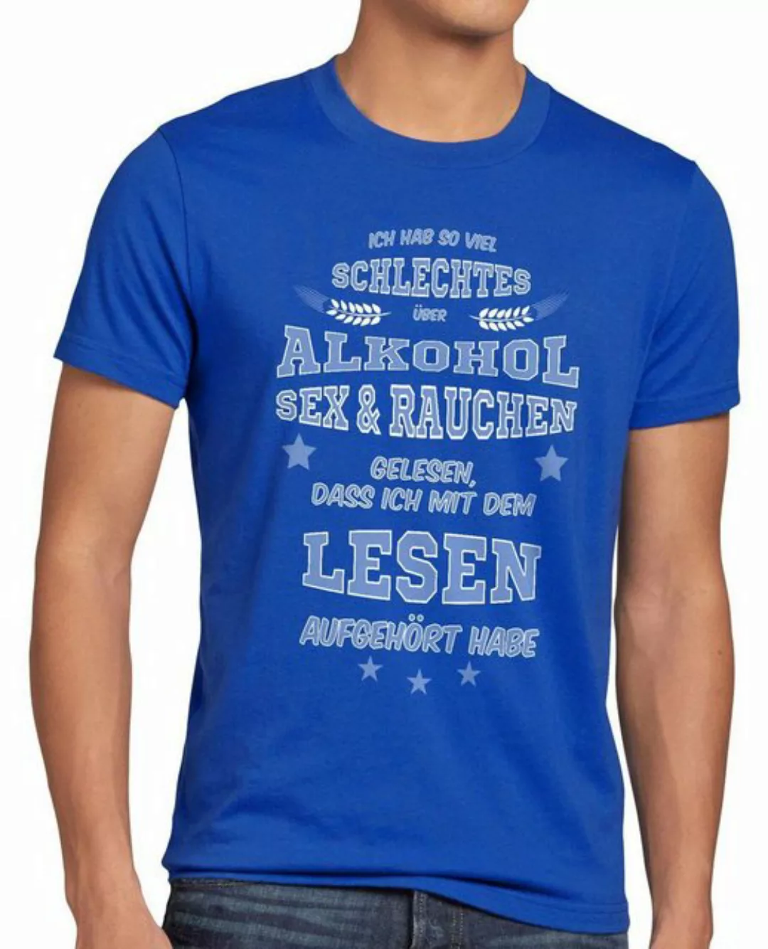 style3 T-Shirt Viel schlechtes Alkohol Sex Rauchen gelesen Spruch Fun Funsh günstig online kaufen