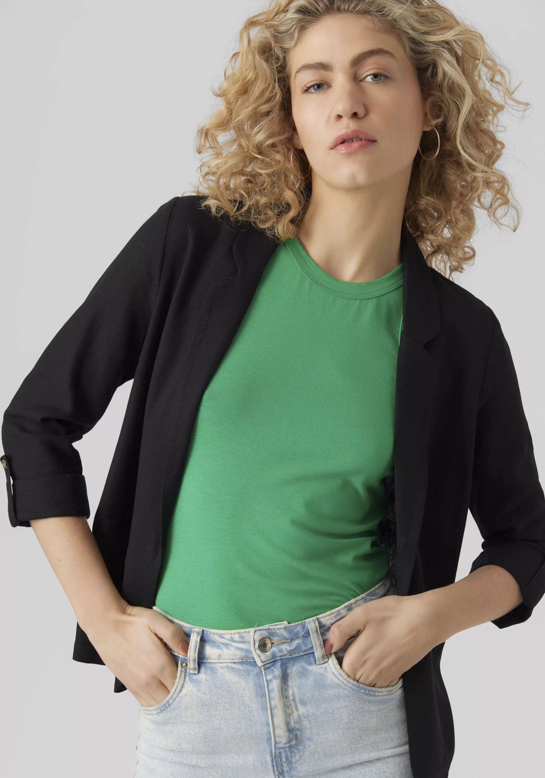 Vero Moda Kurzblazer "VMJESMILO 3/4 LOOSE BLAZER WVN GA NOOS", mit Leinen günstig online kaufen