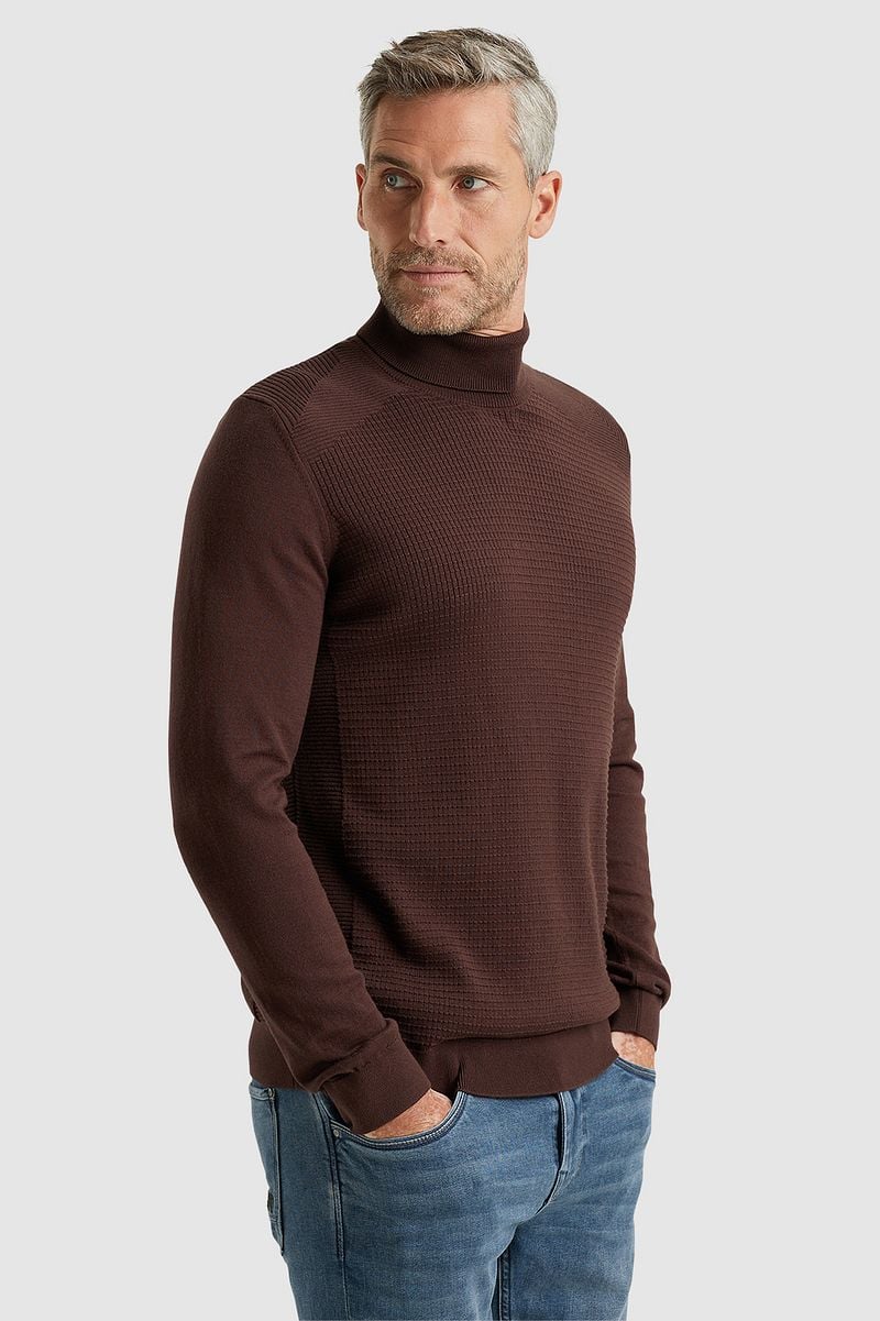 Vanguard Rollkragenpullover Struktur Braun - Größe 3XL günstig online kaufen