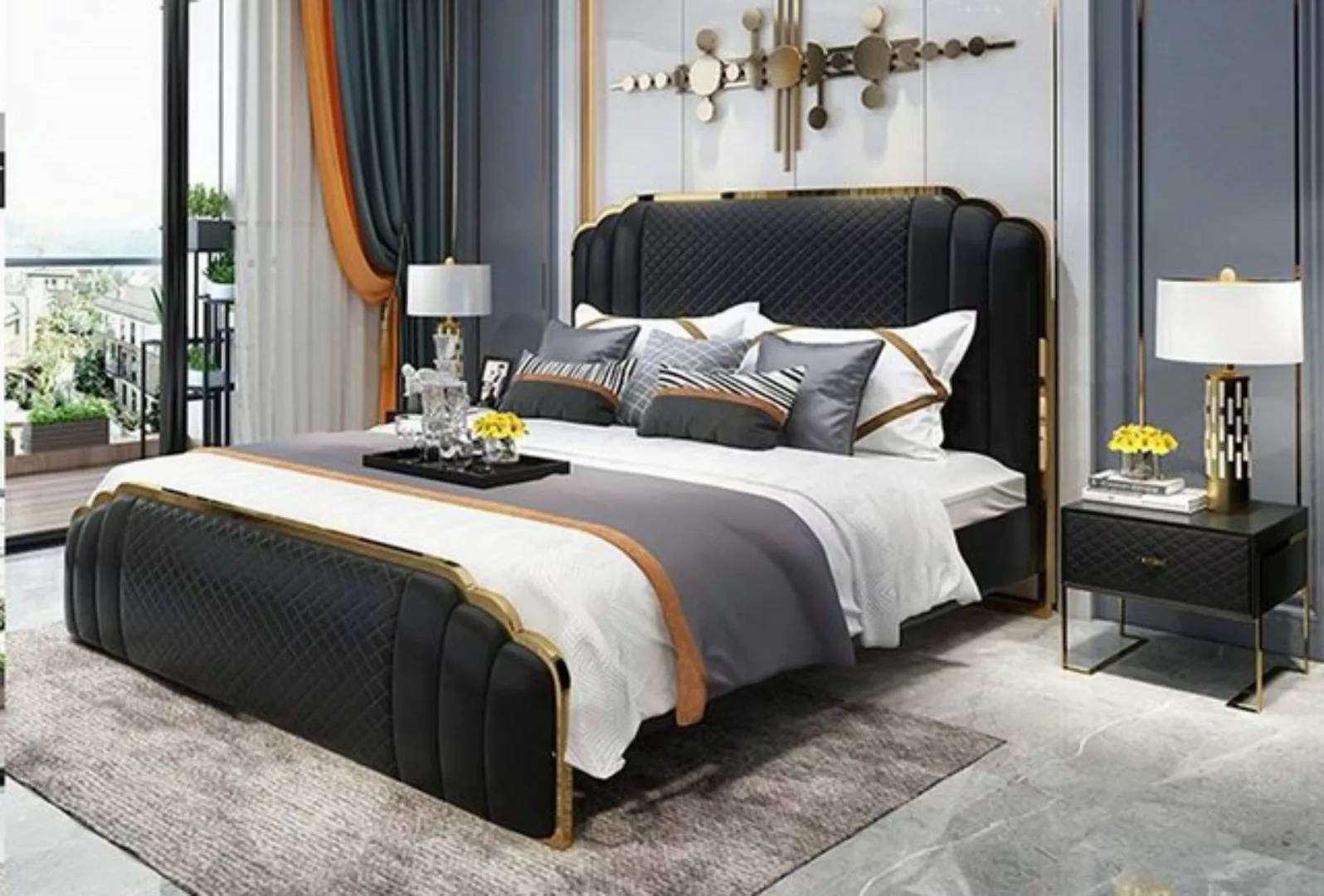 JVmoebel Bett, Bett Polster Design Luxus Doppel Hotel Betten Ehe Schlaf Zim günstig online kaufen