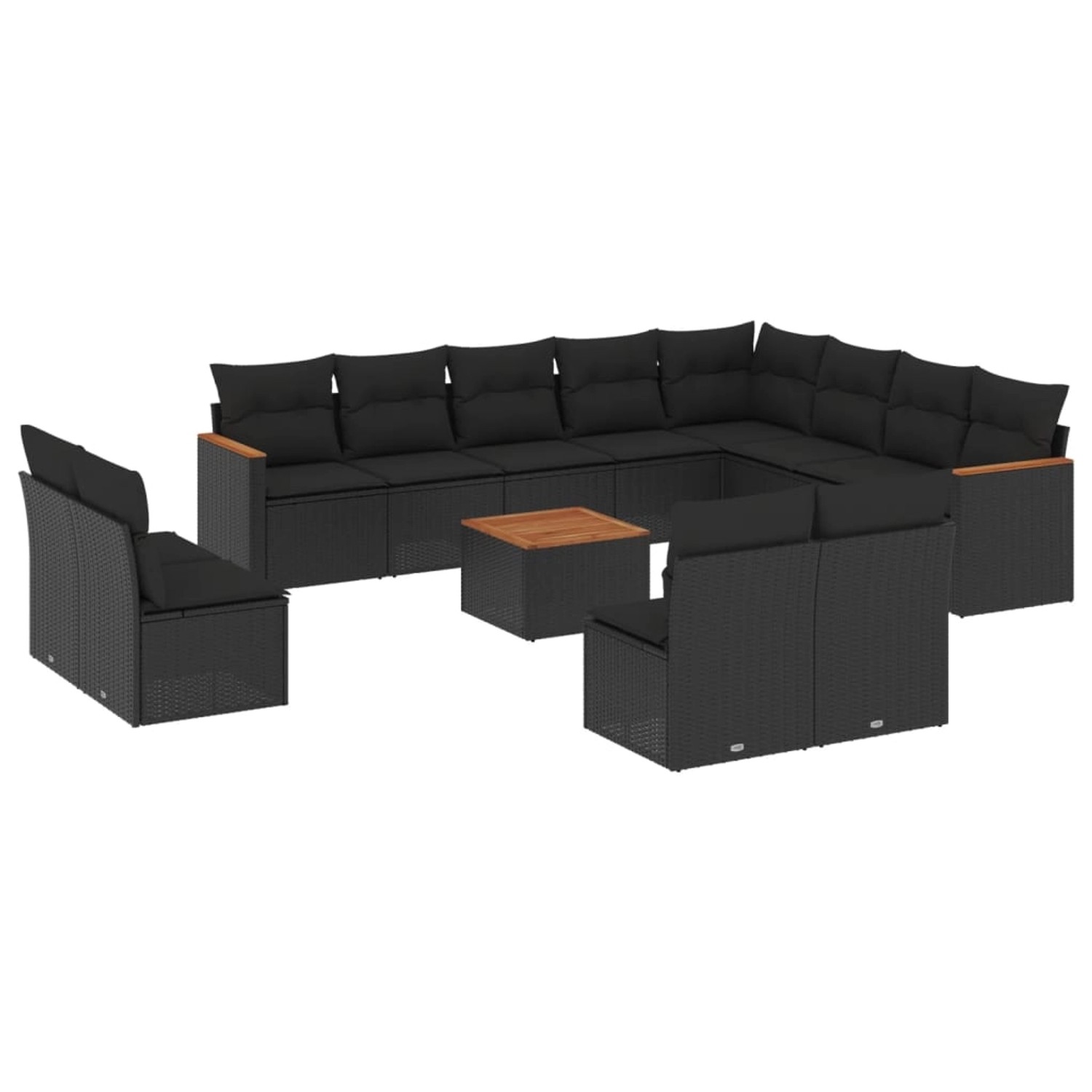 vidaXL 13-Tlg Garten-Sofagarnitur mit Kissen Schwarz Poly Rattan 3226475 günstig online kaufen