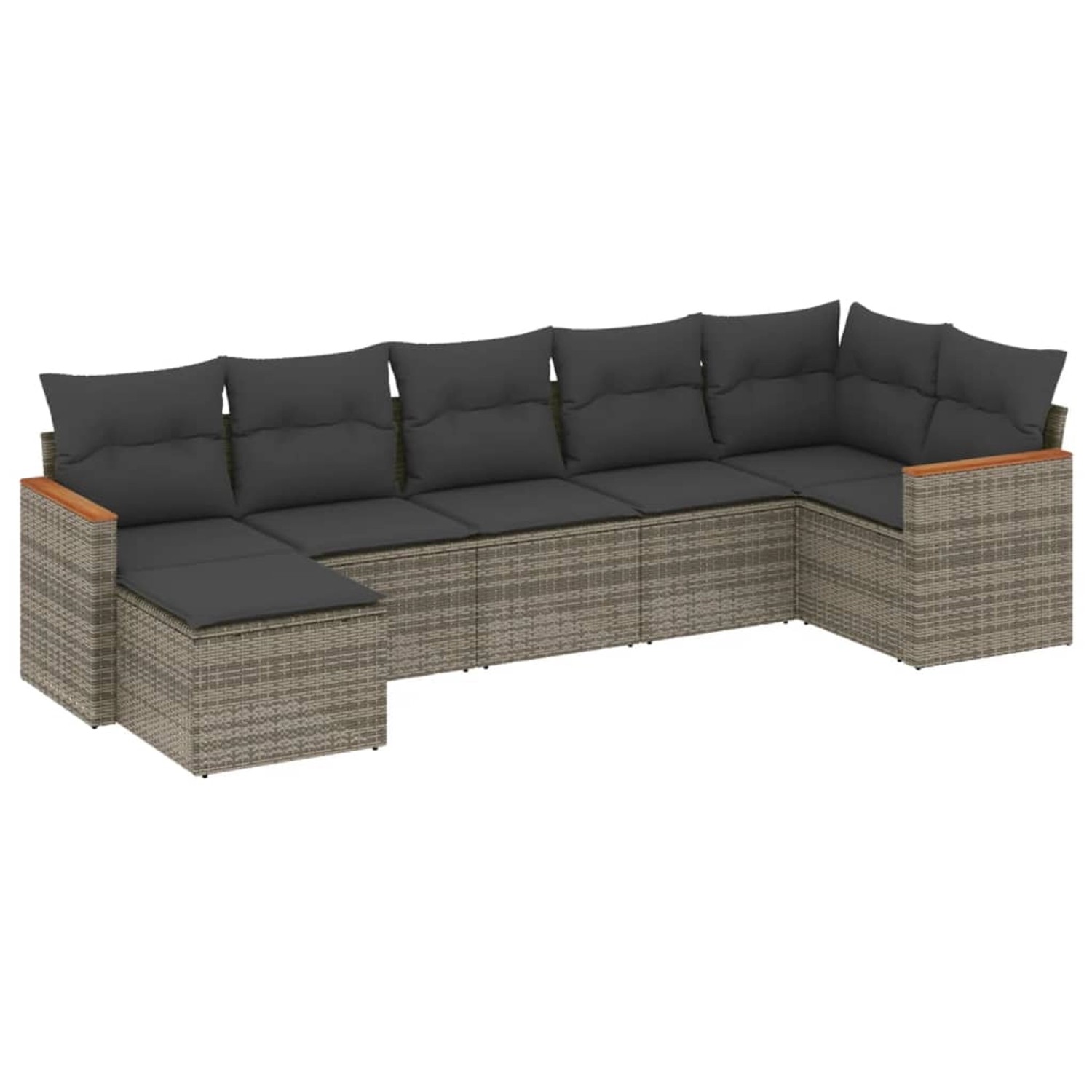 vidaXL 7-Tlg Garten-Sofagarnitur mit Kissen Grau Poly Rattan 3226193 günstig online kaufen