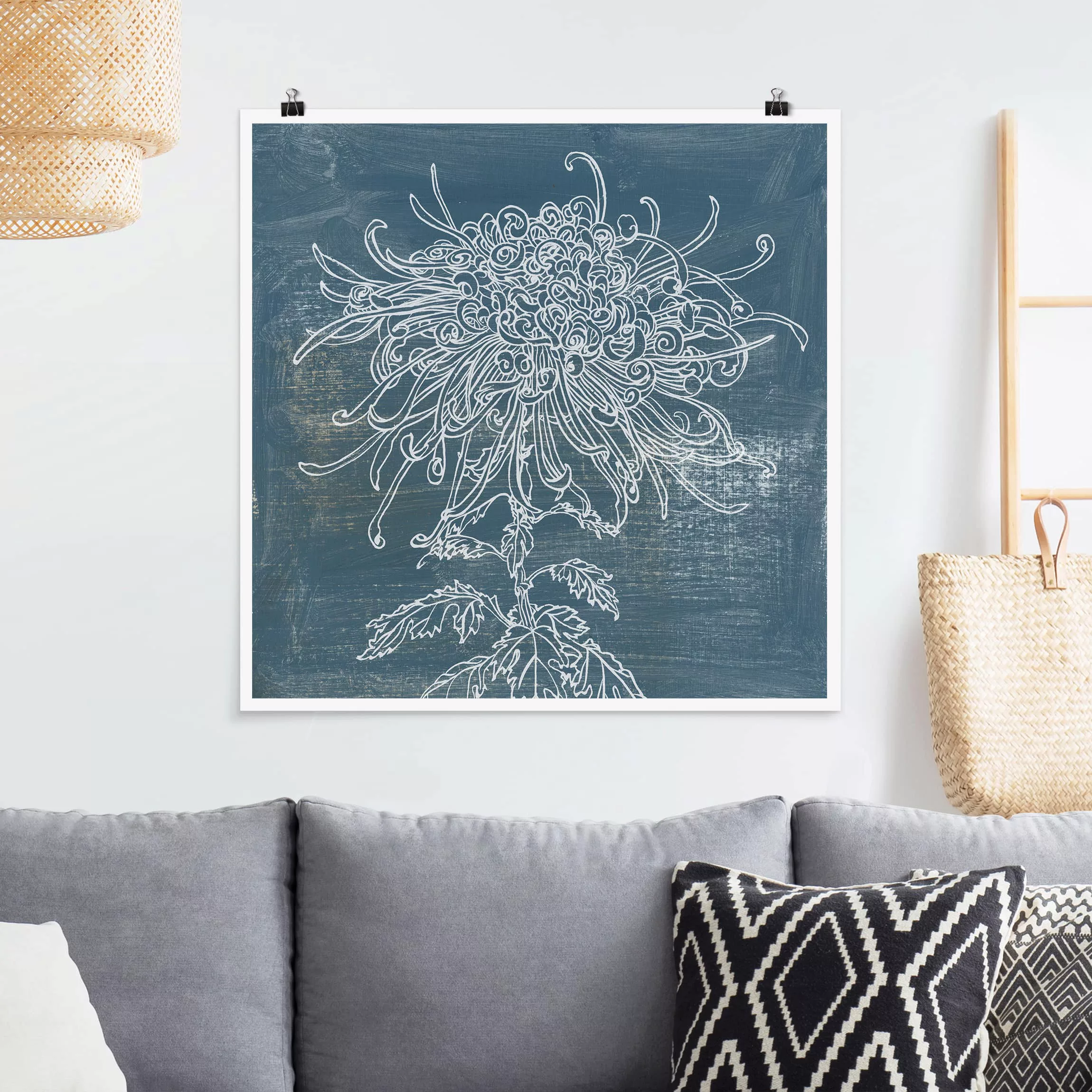 Poster Blumen - Quadrat Indigo-Pflanzen I günstig online kaufen