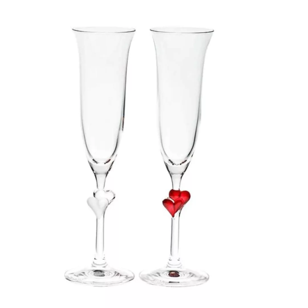 Sektglas mit zwei roten Herzen 170ml günstig online kaufen