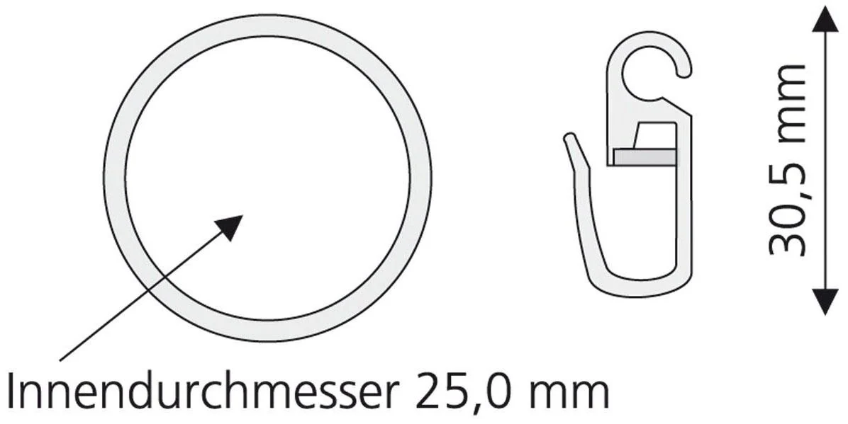 Liedeco Gardinenring, (Set, 8 St., mit Faltenlegehaken), für Gardinenstange günstig online kaufen