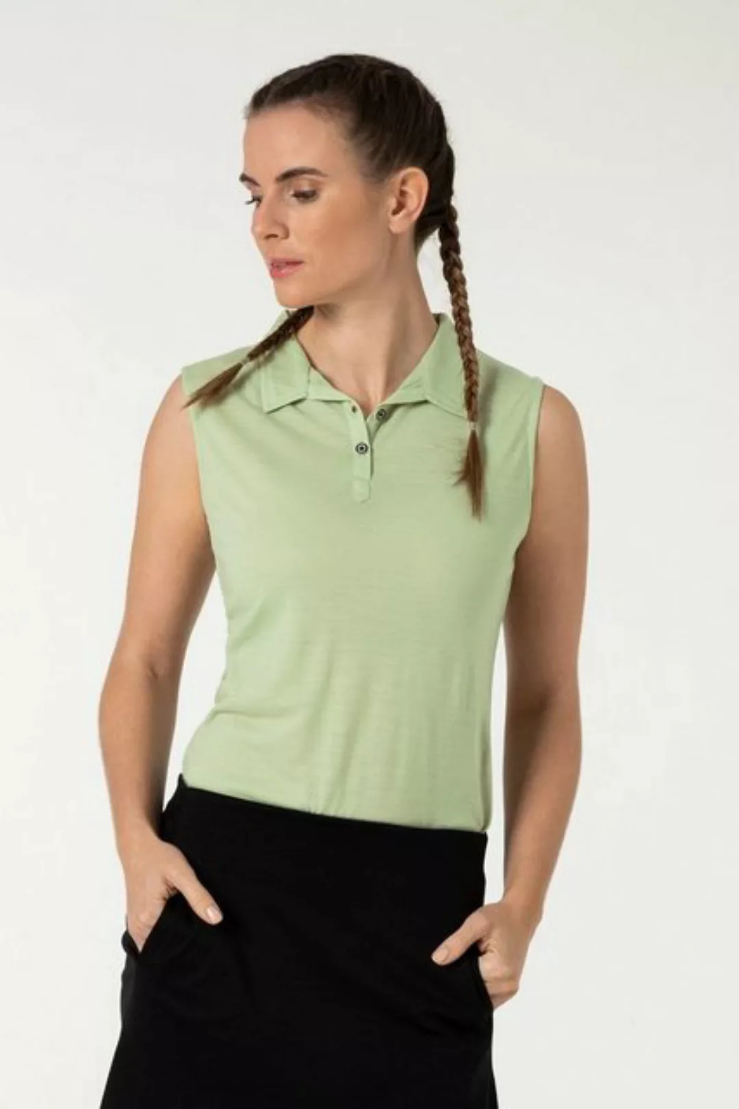 SUPER.NATURAL Poloshirt Merino Poloshirt W SLEEVELESS POLO atmungsaktiver M günstig online kaufen