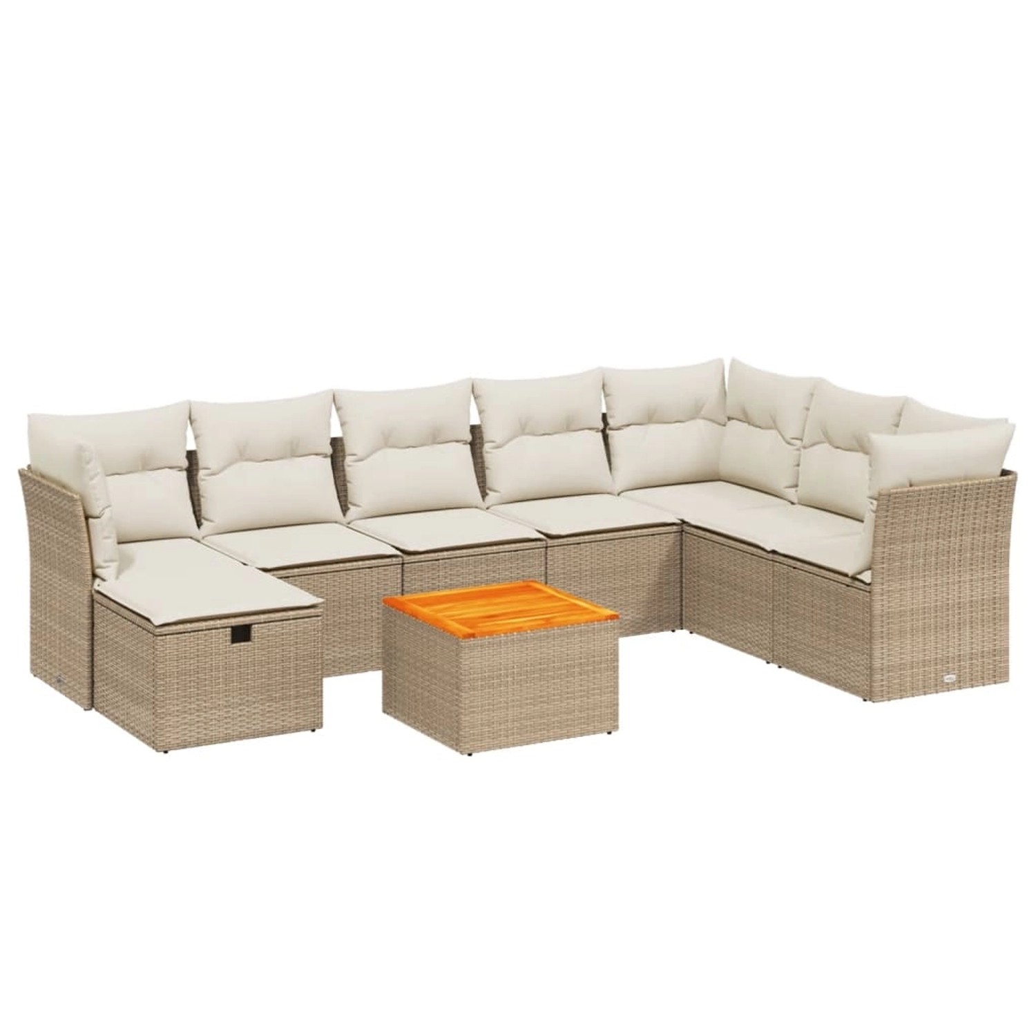 vidaXL 9-Tlg Garten-Sofagarnitur mit Kissen Beige Poly Rattan 3264761 günstig online kaufen