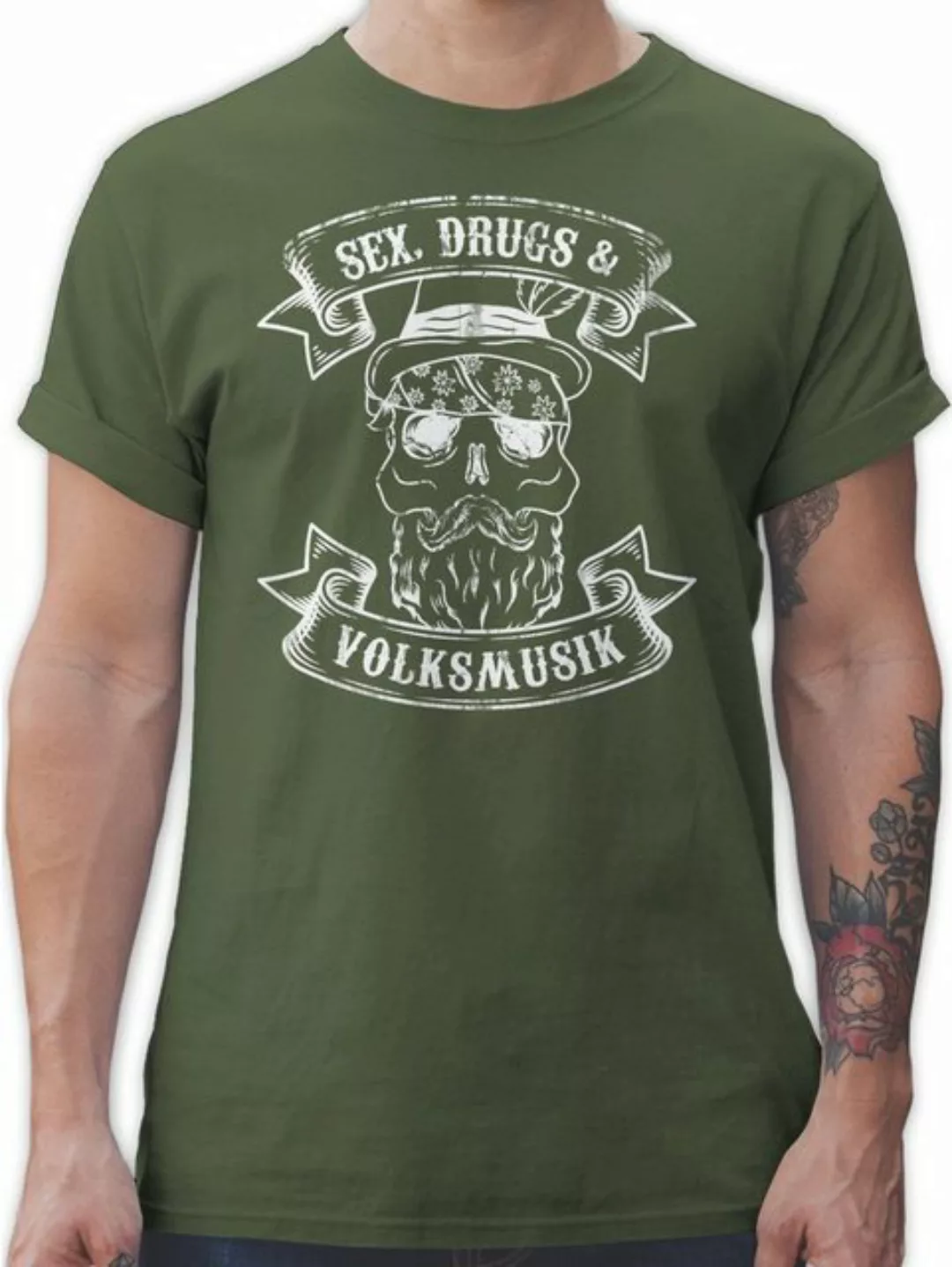 Shirtracer T-Shirt Sex Drugs Volksmusik Totenkopf Mode für Oktoberfest Herr günstig online kaufen