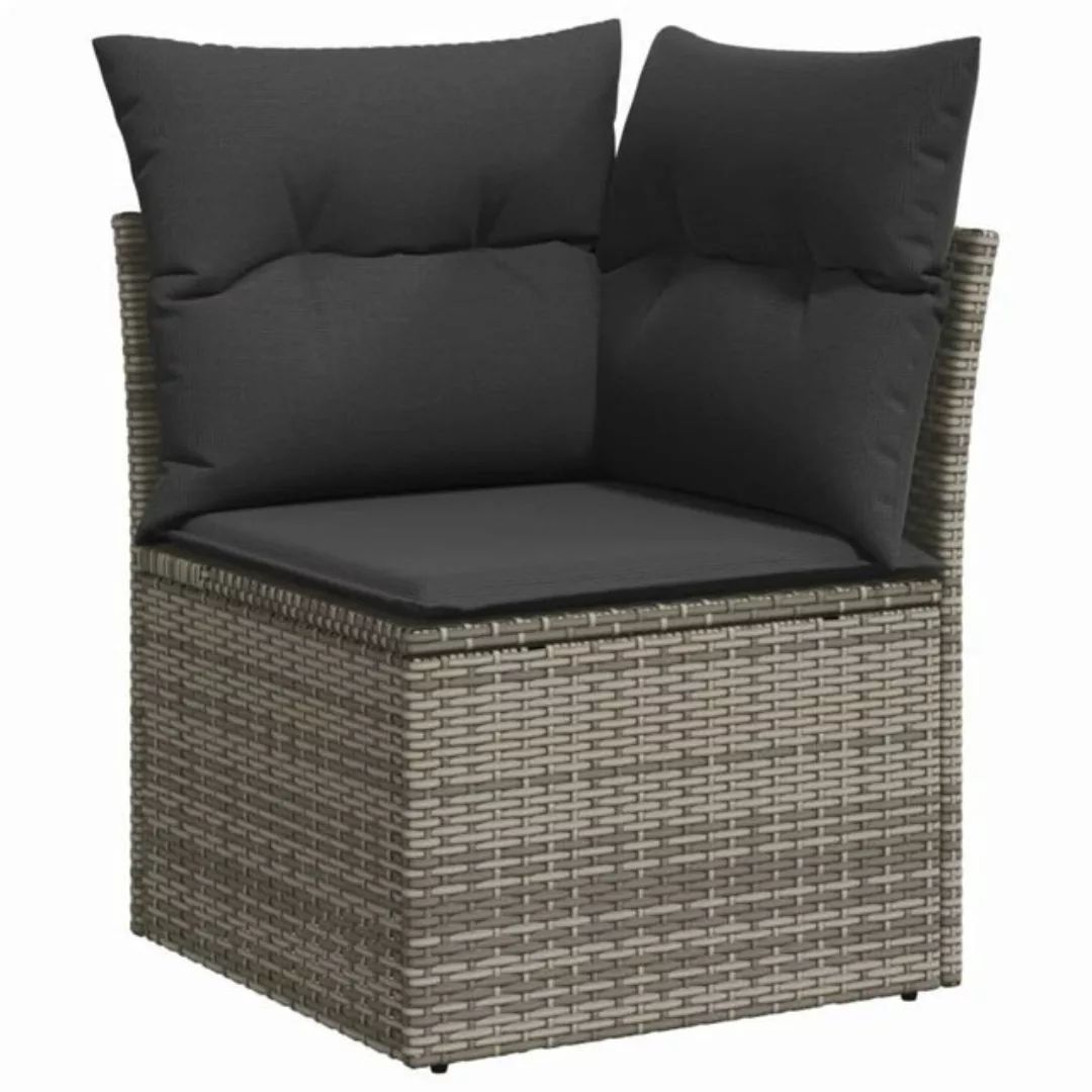 vidaXL Loungesofa Garten-Ecksofa mit Kissen Grau Poly Rattan, 1 Teile günstig online kaufen