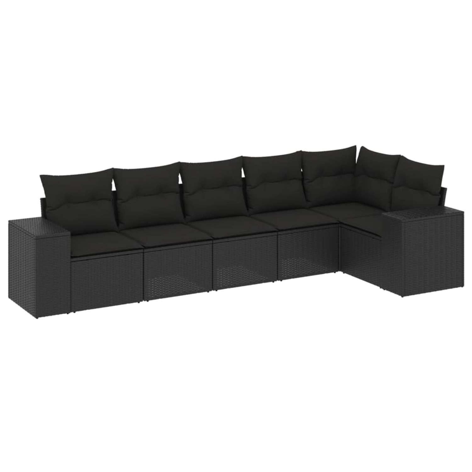 vidaXL 6-Tlg Garten-Sofagarnitur mit Kissen Schwarz Poly Rattan 3254922 günstig online kaufen