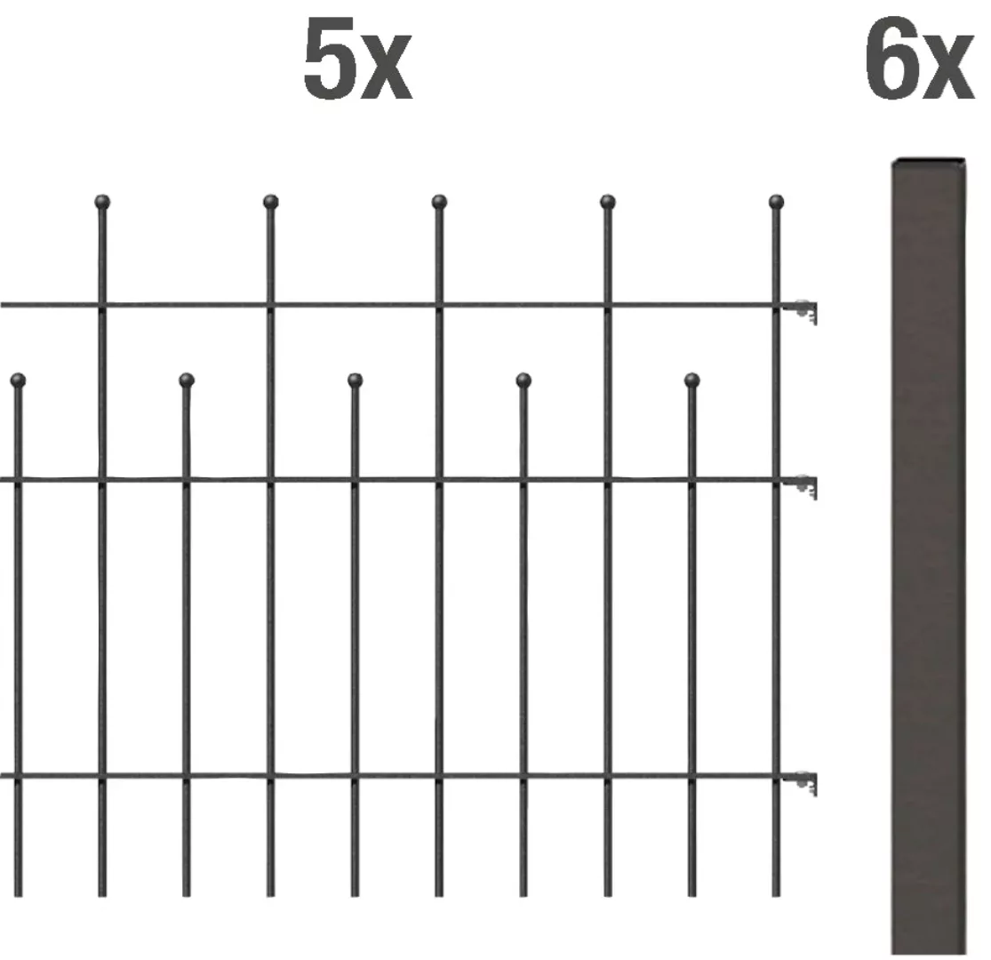 Metallzaun Grund-Set Madrid Anthrazit z. Aufschrauben 75 cm x 1000 cm günstig online kaufen