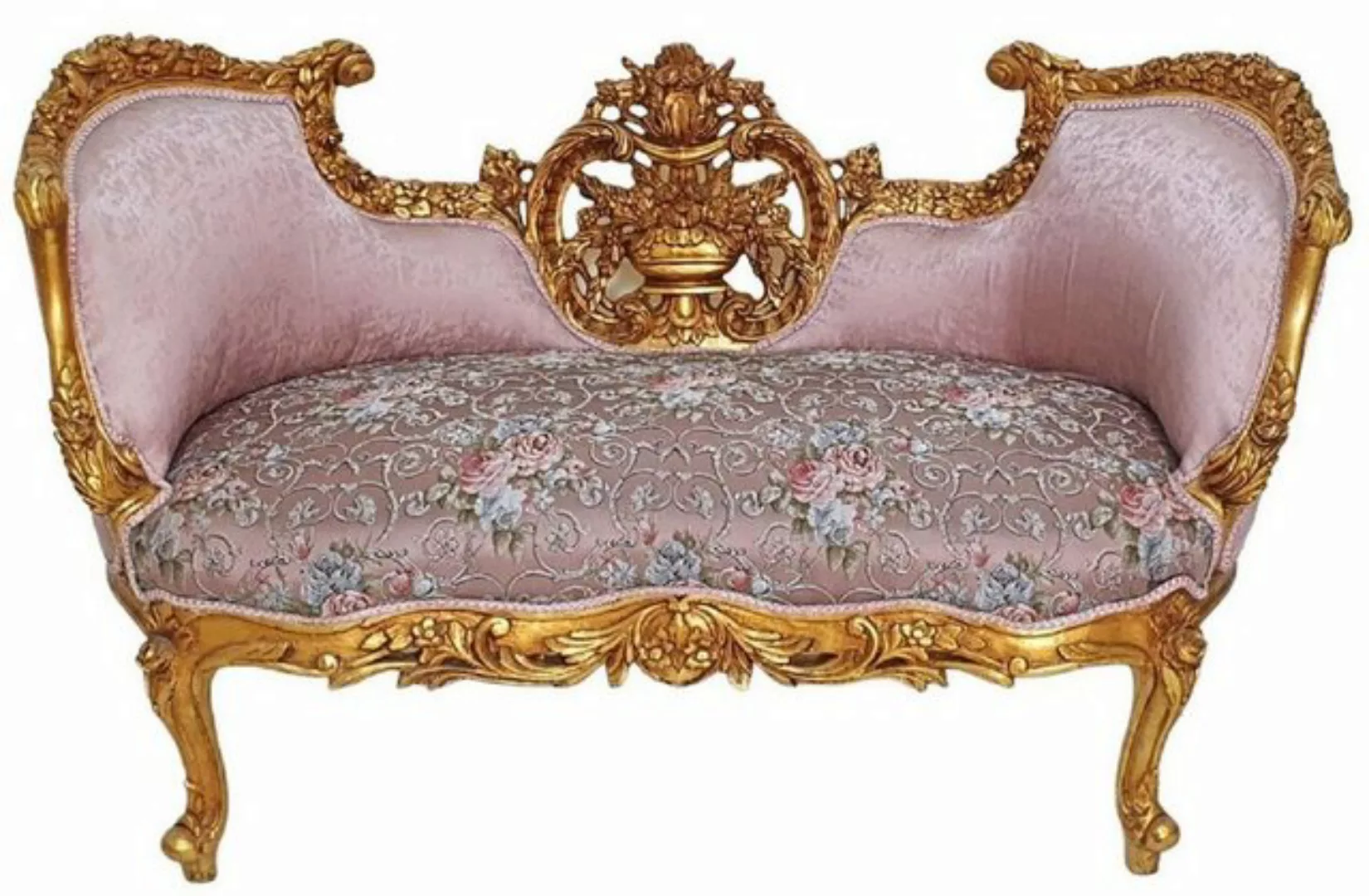 Casa Padrino Sofa Casa Padrino Barock Sofa Rosa / Mehrfarbig / Gold - Prunk günstig online kaufen