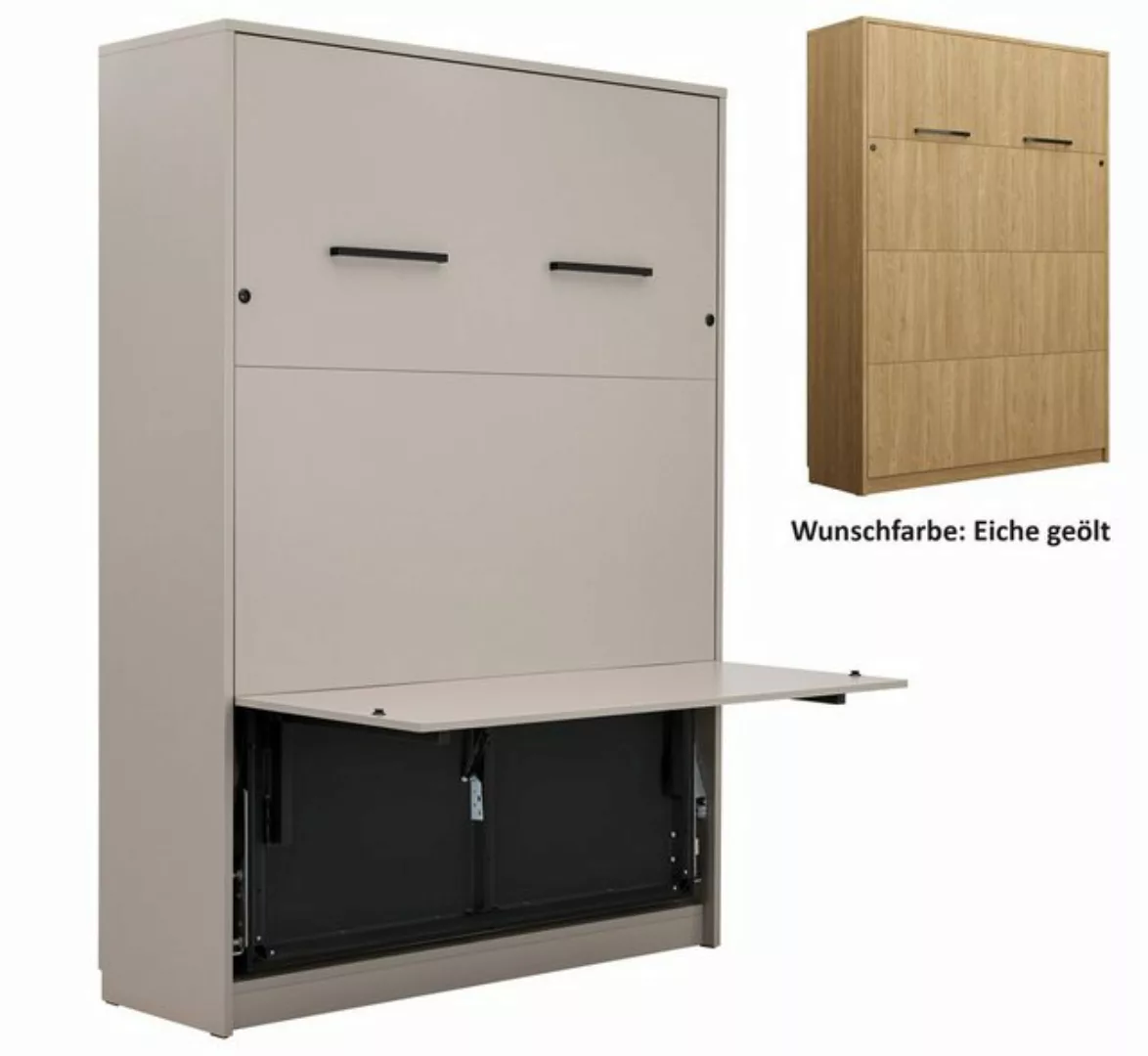 QMM TraumMöbel Schrankbett Klappbett vertikal GN 140x200 mit Schreibtisch ( günstig online kaufen