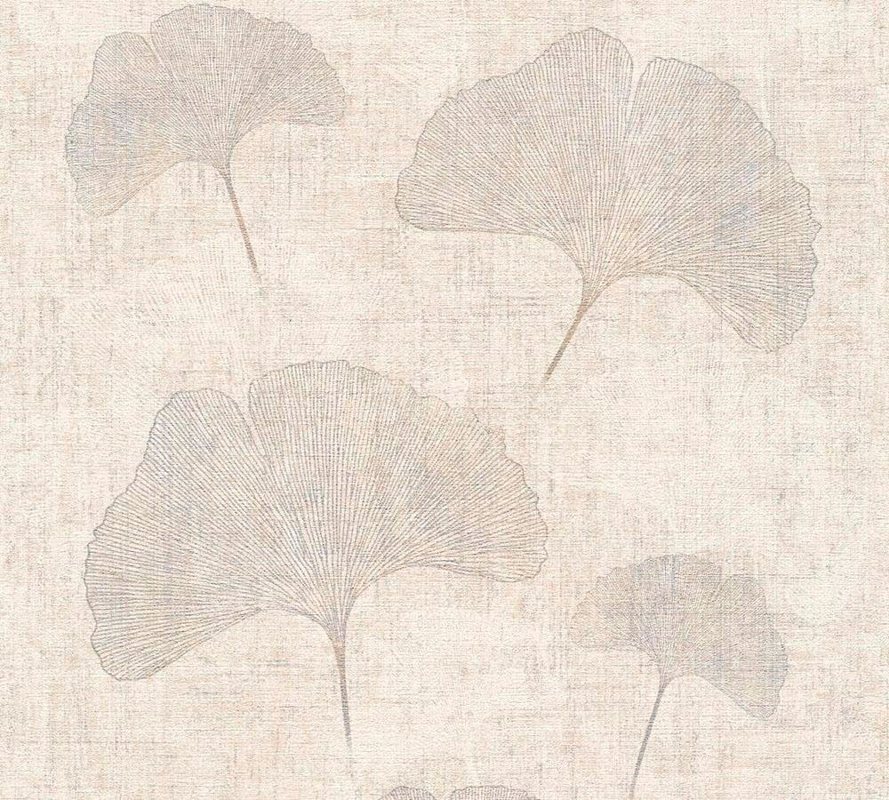 A.S. Création Vliestapete Designbook Ginkgoblatt Beige-Silber FSC® günstig online kaufen