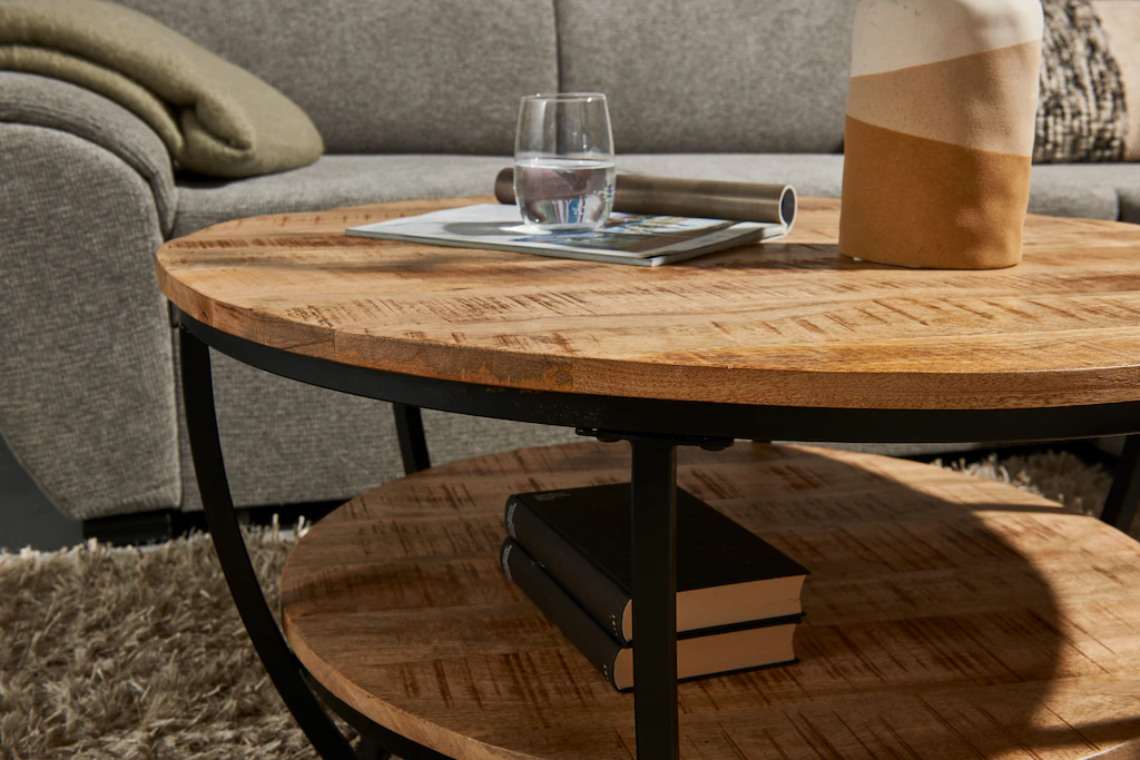 HBZ Couchtisch "Jambi, TOPSELLER", (Couchtisch), rund Massivholz mit Ablage günstig online kaufen