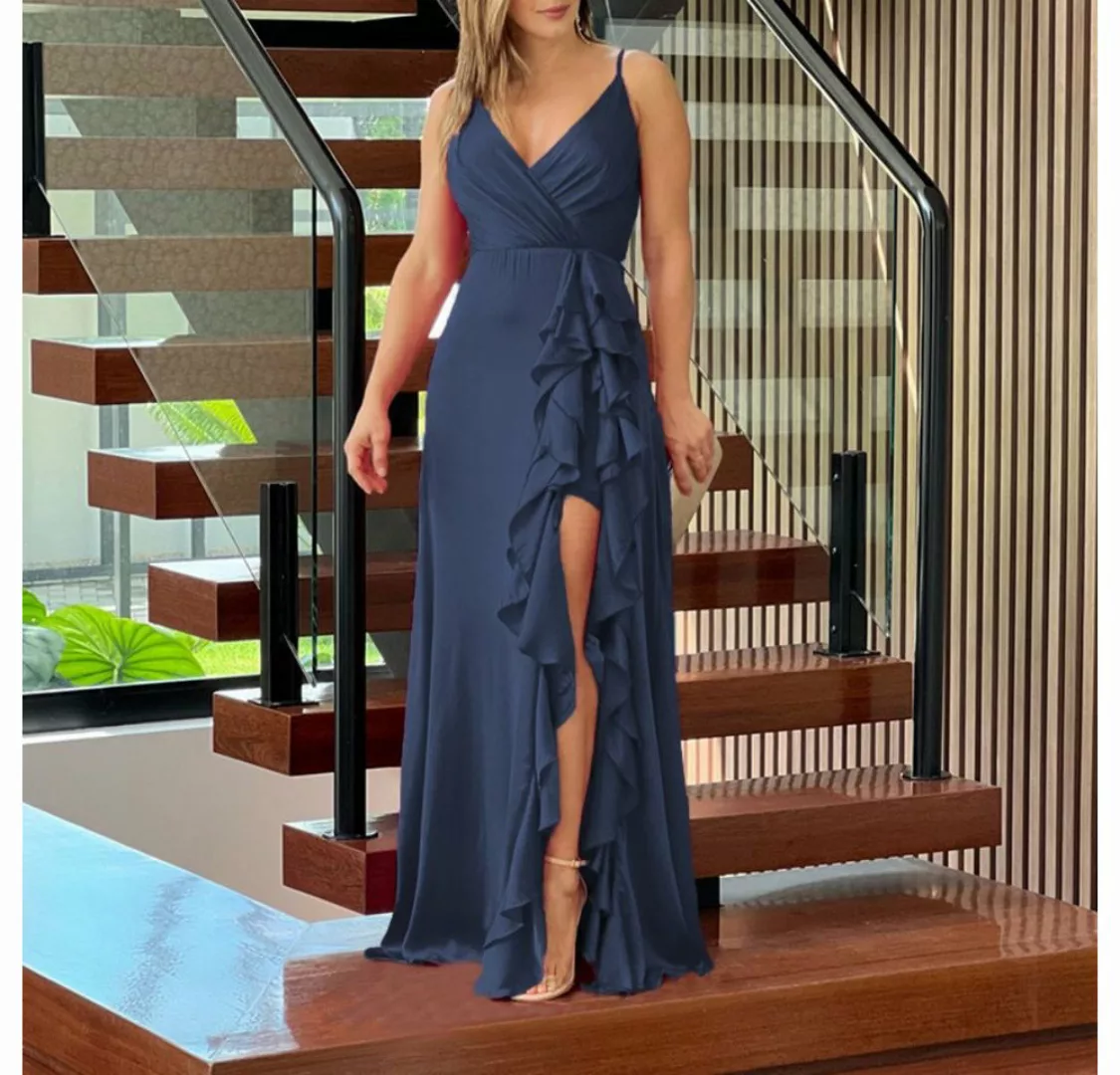 jalleria Dirndl Sling-Kleid mit V-Ausschnitt hoher Taille und unregelmäßige günstig online kaufen