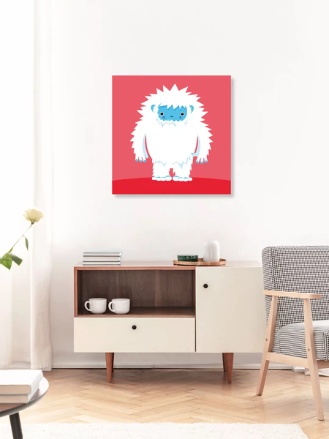 Poster / Leinwandbild - Kinderzimmerbild Kawaii Yeti günstig online kaufen