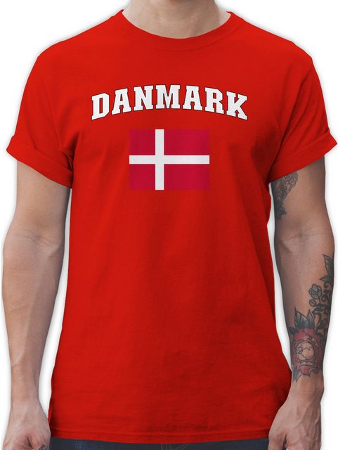 Shirtracer T-Shirt Danmark Schriftzug mit Flagge, Denmark, Dänemark, Konger günstig online kaufen