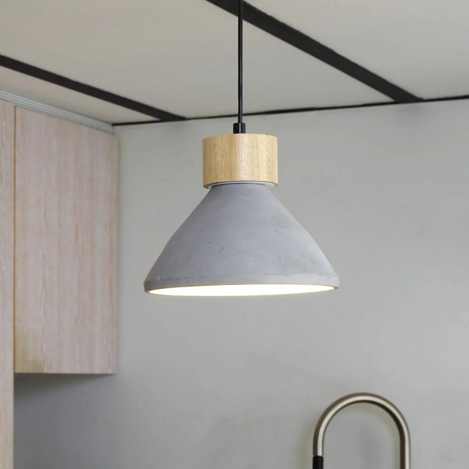 OSRAM Hängelampe CONCRETE WOOD, grau, Ø 22 cm, Beton, E27 günstig online kaufen
