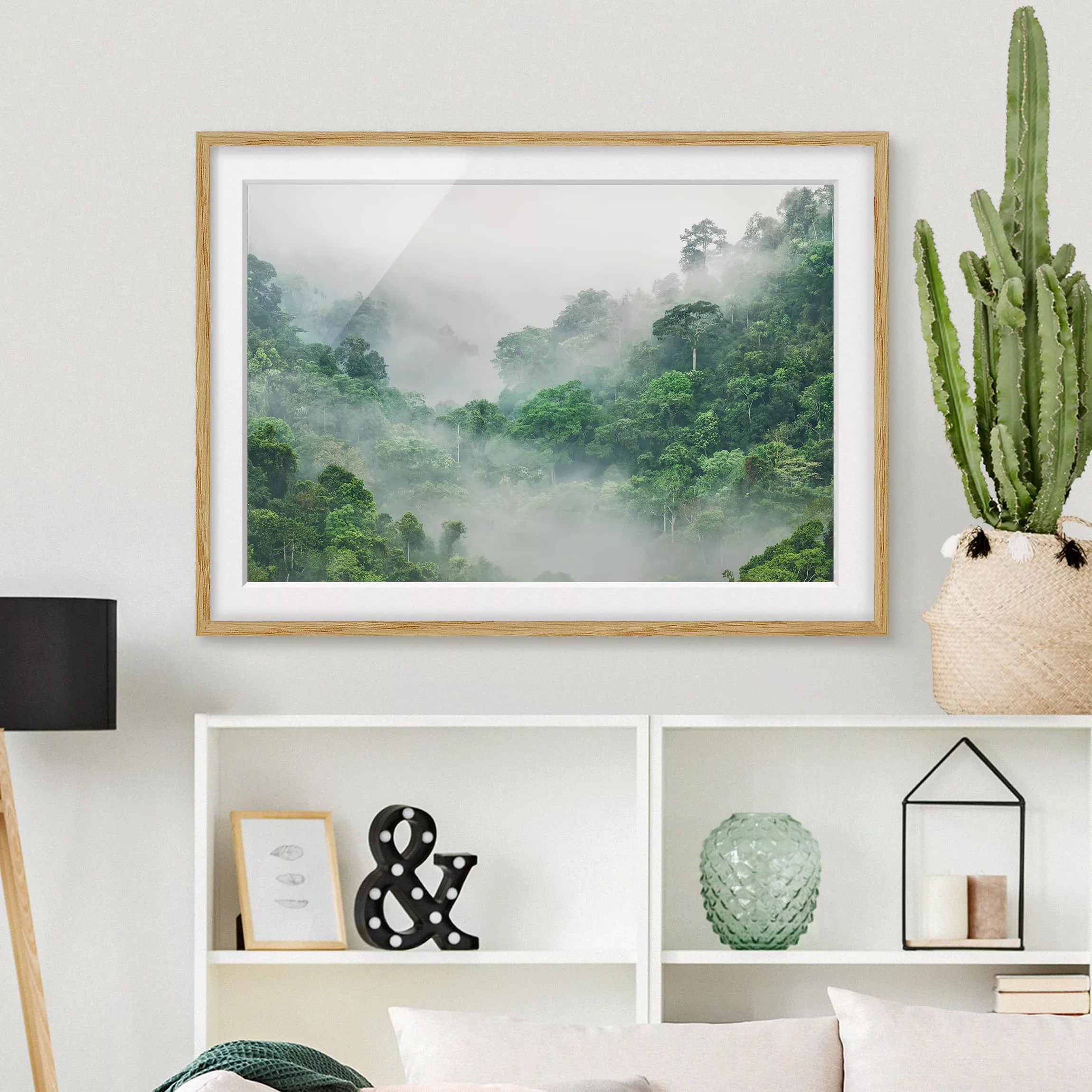 Wald Bild mit Rahmen Dschungel im Nebel günstig online kaufen