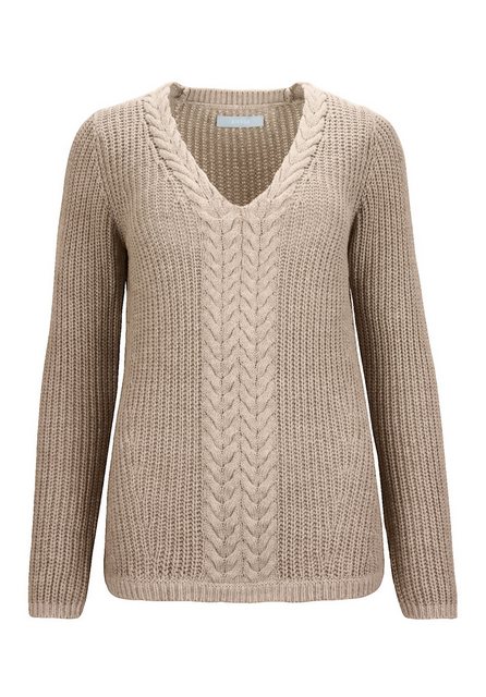 bianca Strickpullover – Pullover mit Zopfmuster und V-Ausschnitt günstig online kaufen