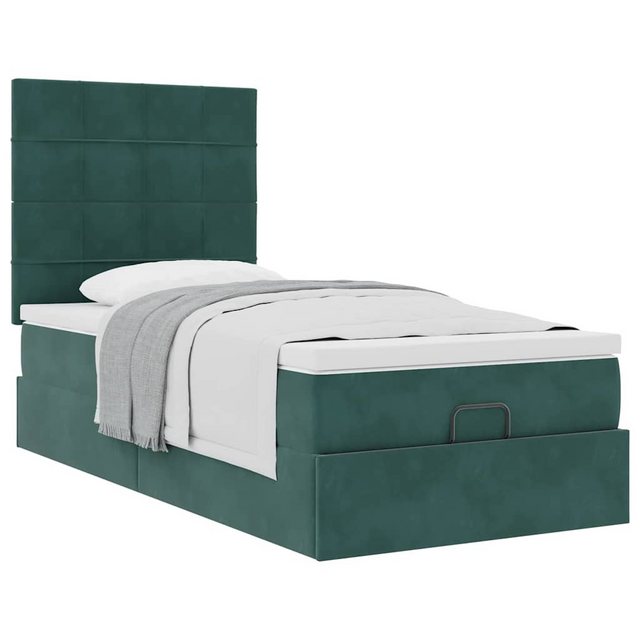 vidaXL Bett Ottoman-Bett mit Matratzen Dunkelgrün 80x200 cm Samt günstig online kaufen